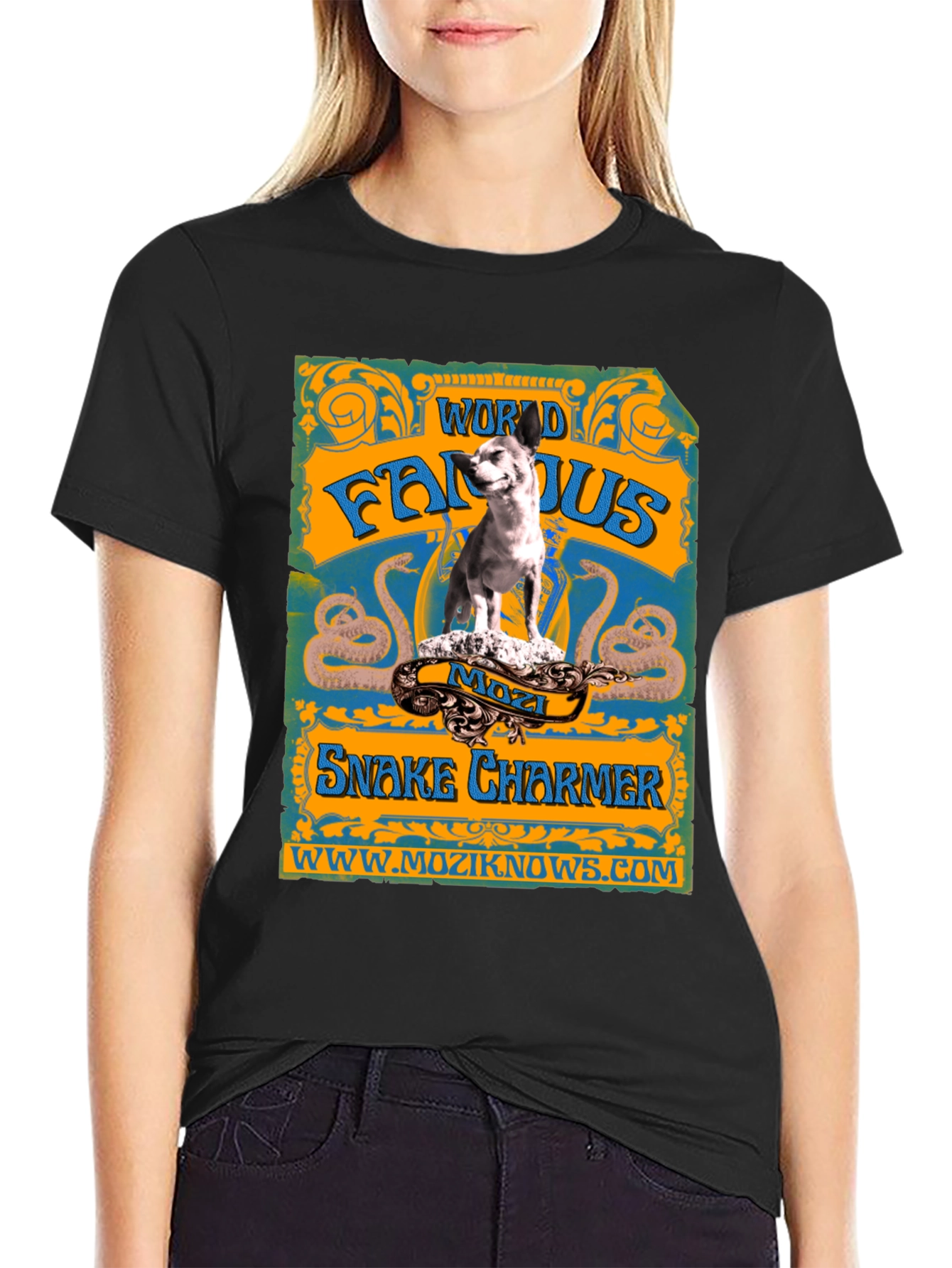 World Famous Snake Charmer Mozzi Dog T-Shirt