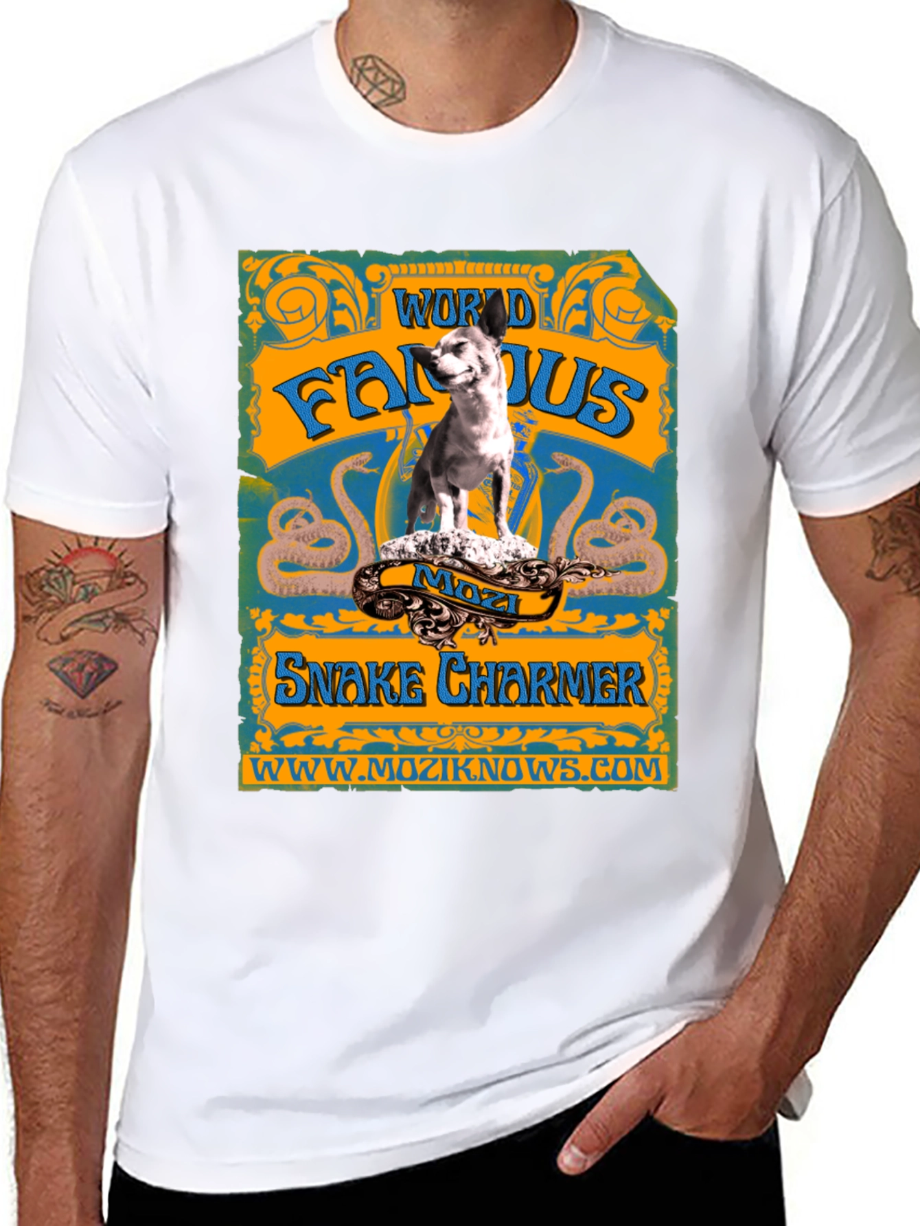 World Famous Snake Charmer Mozzi Dog T-Shirt