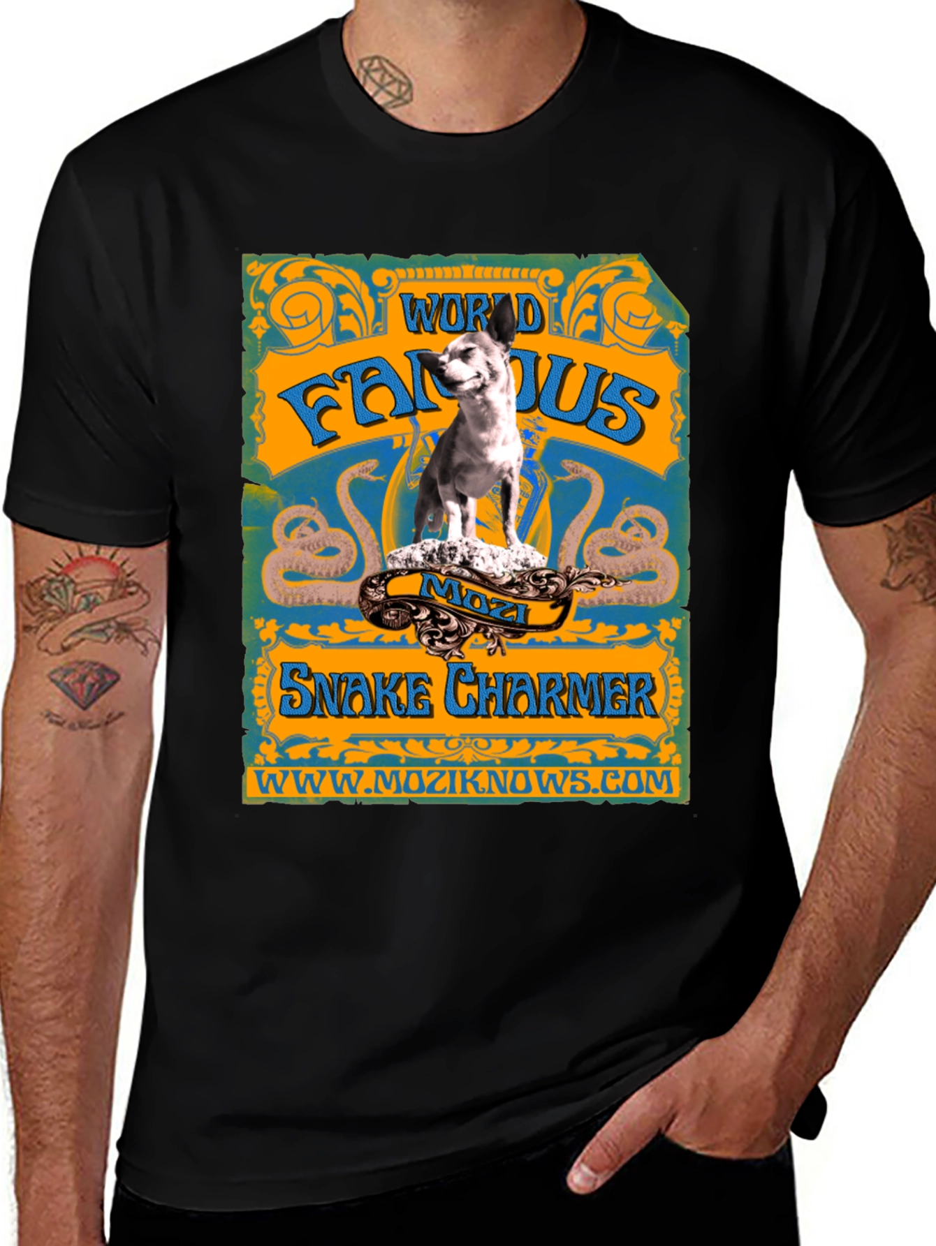 World Famous Snake Charmer Mozzi Dog T-Shirt