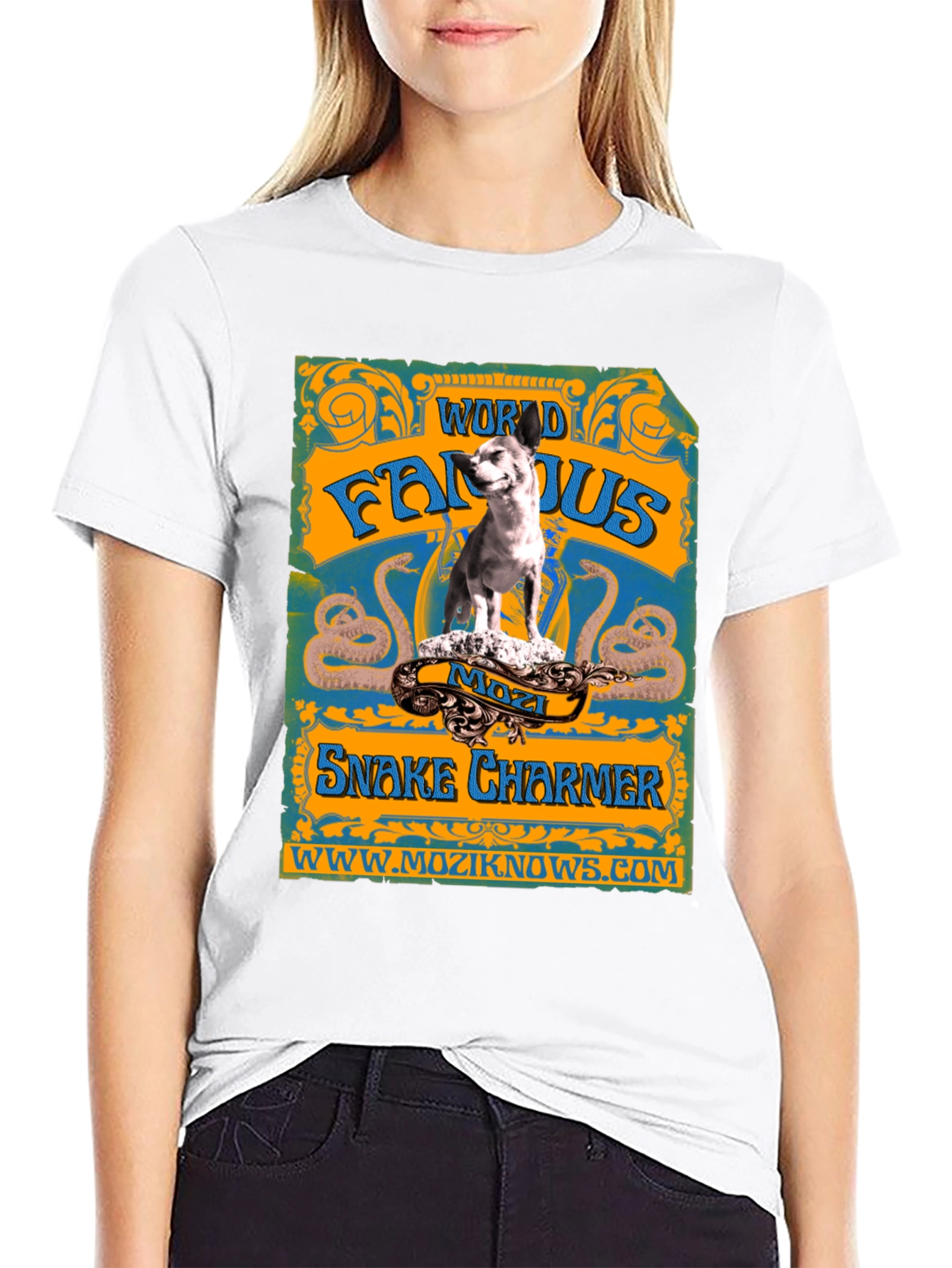 World Famous Snake Charmer Mozzi Dog T-Shirt