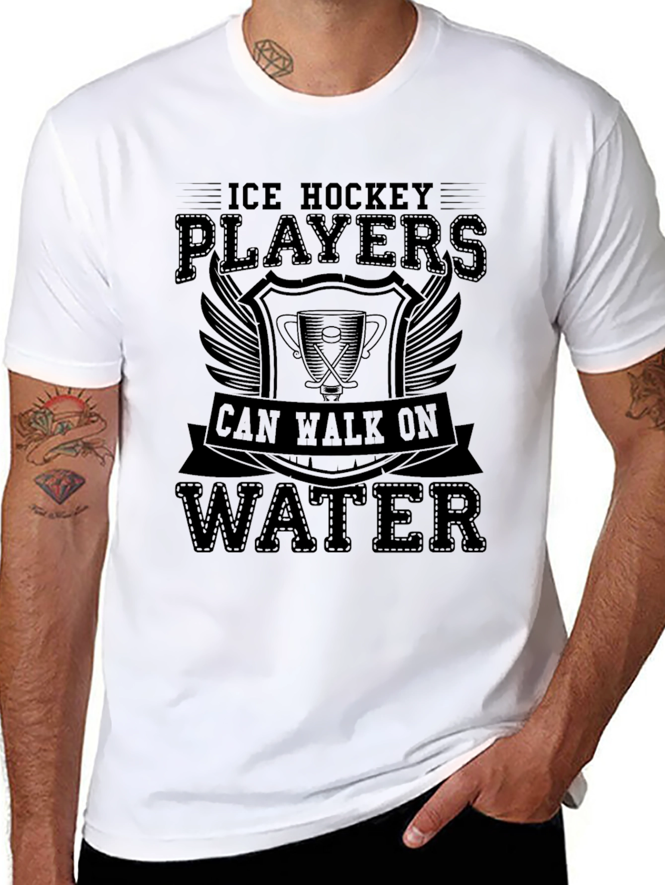 Ice Hockey Players Can Walk on Water Graphic Tee