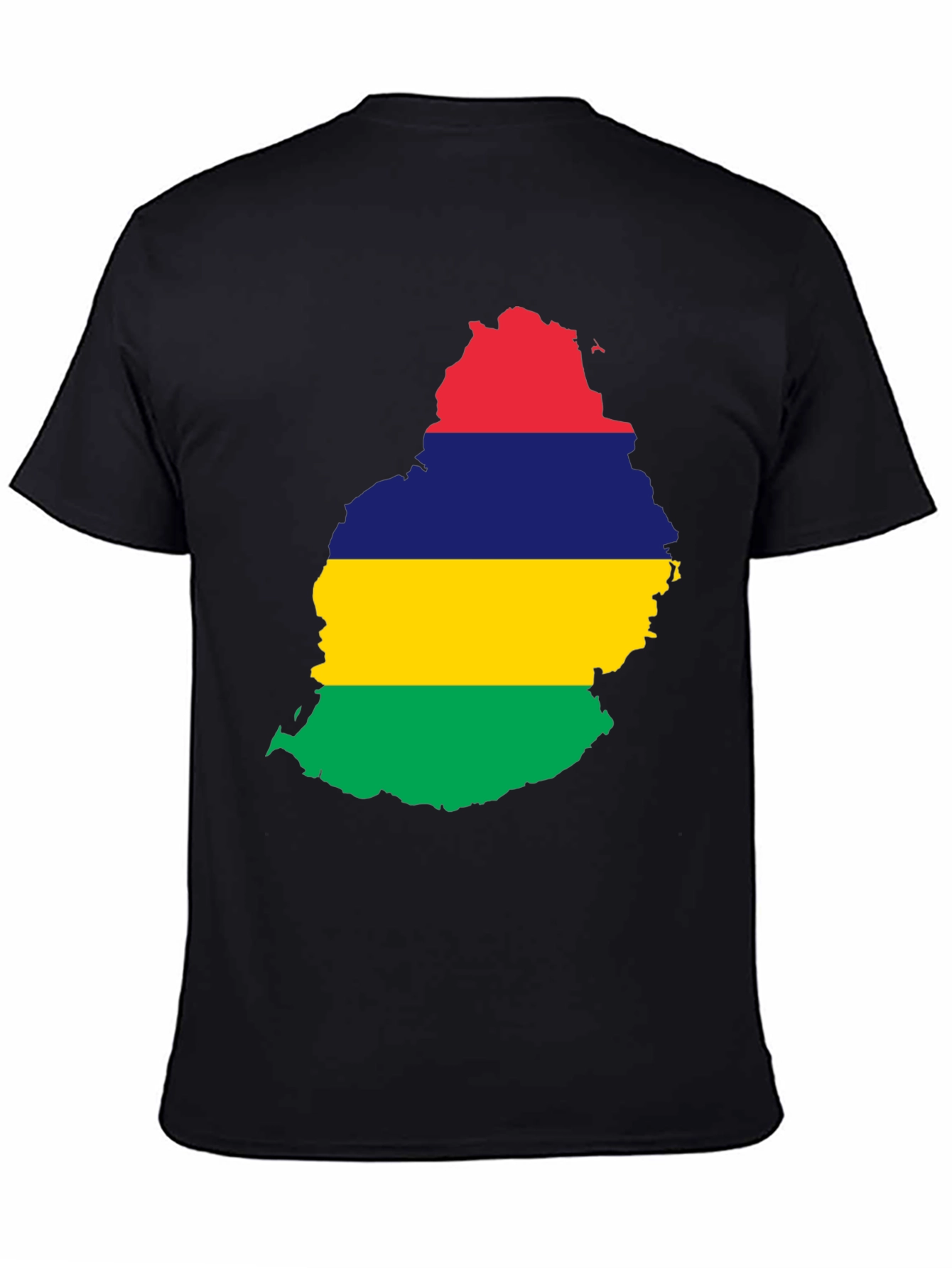 Mauritius Flag Map Black T-Shirt