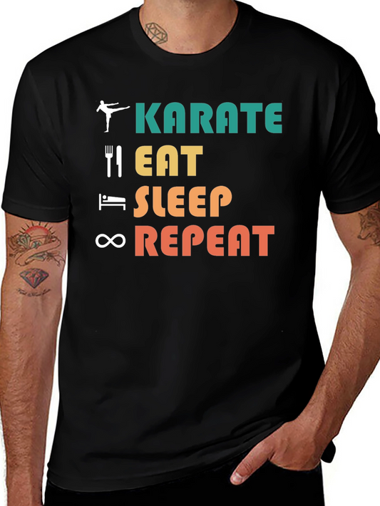 Karate Eat Sleep Repeat T-Shirt Martial Arts Tee