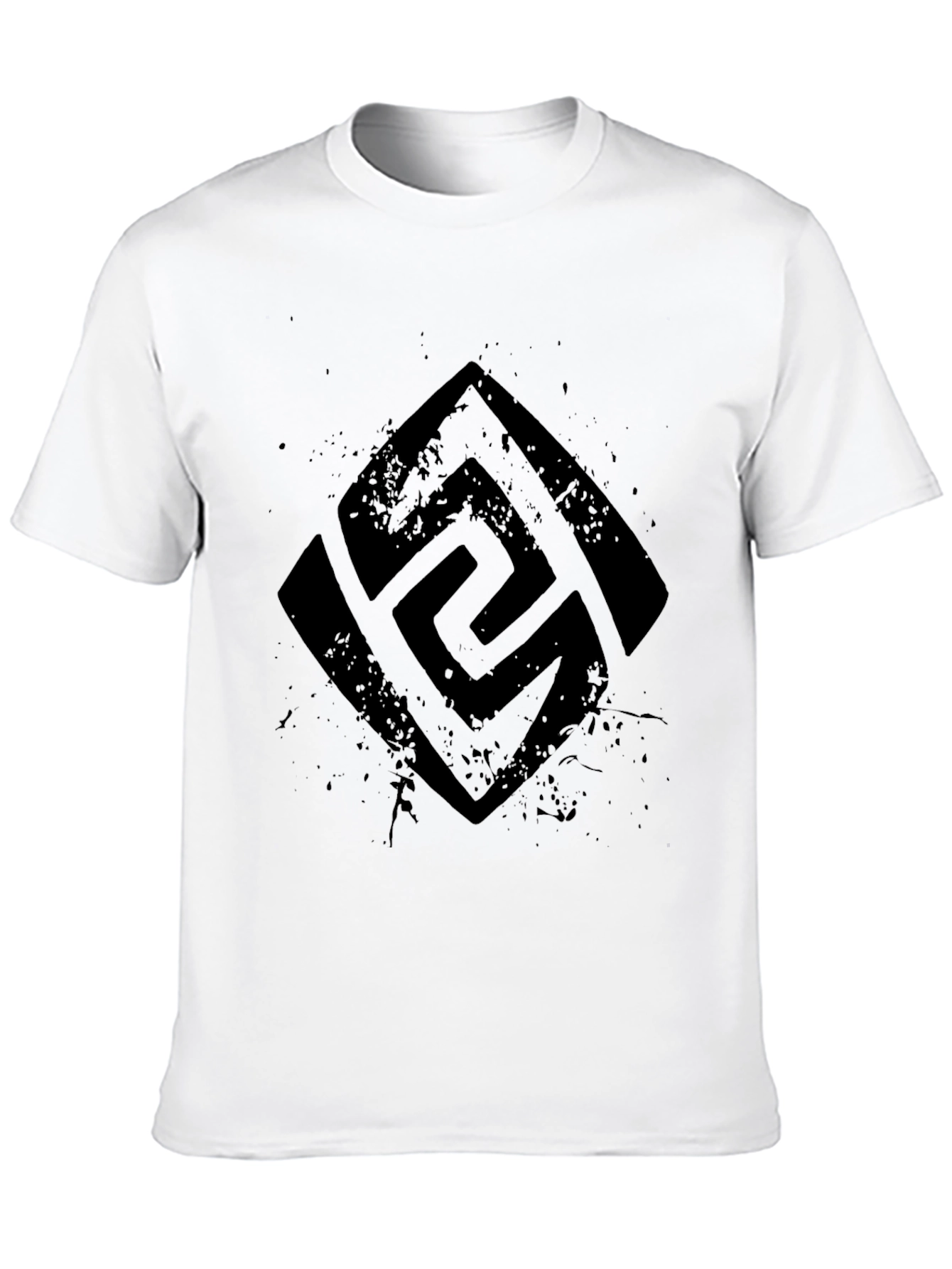 Mens Black Graphic Tee - Abstract Symbol Print
