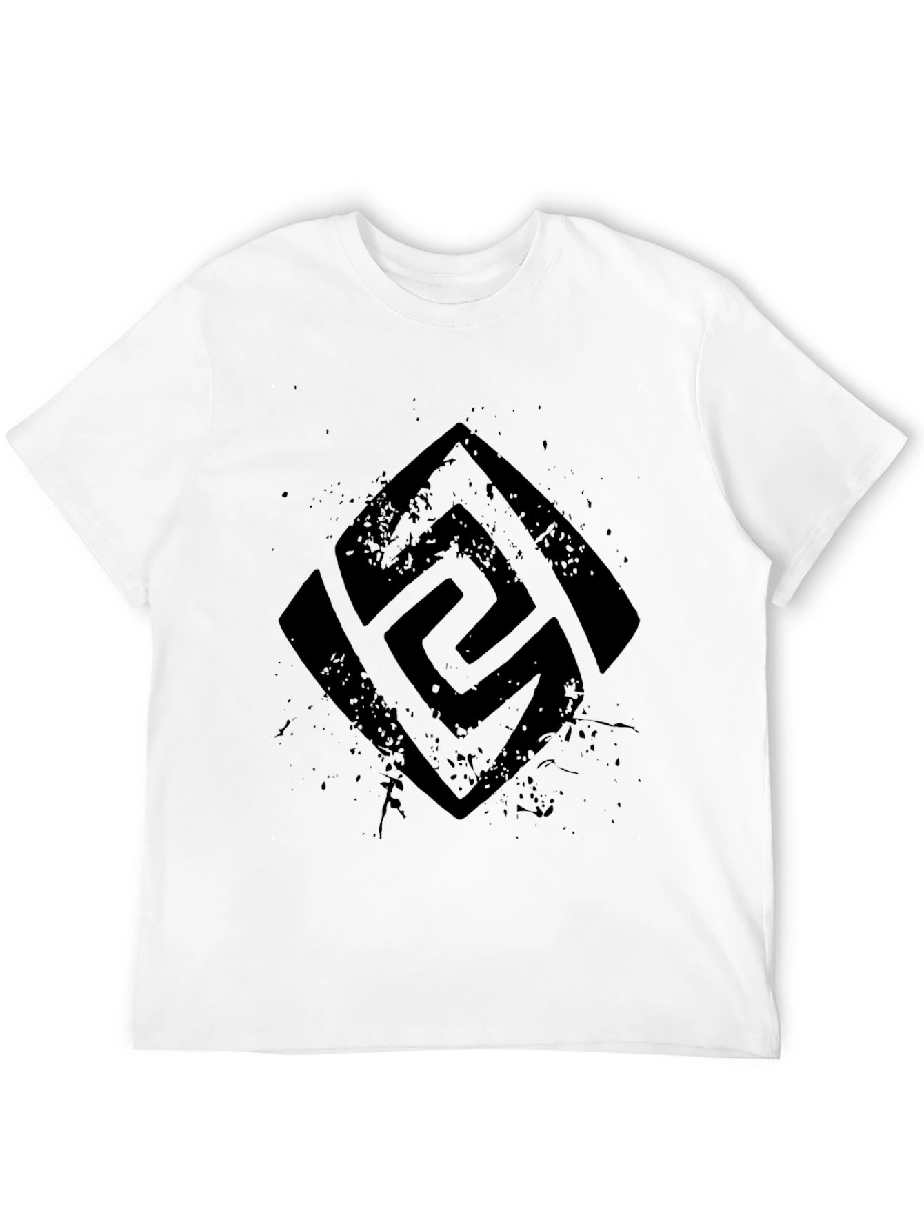 Mens Black Graphic Tee - Abstract Symbol Print