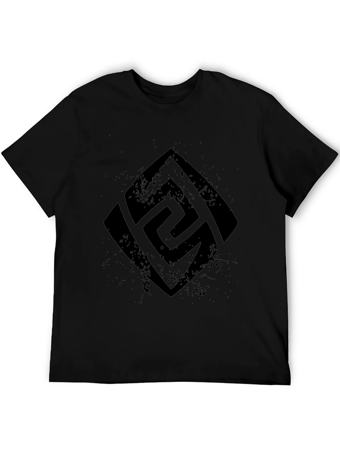 Mens Black Graphic Tee - Abstract Symbol Print