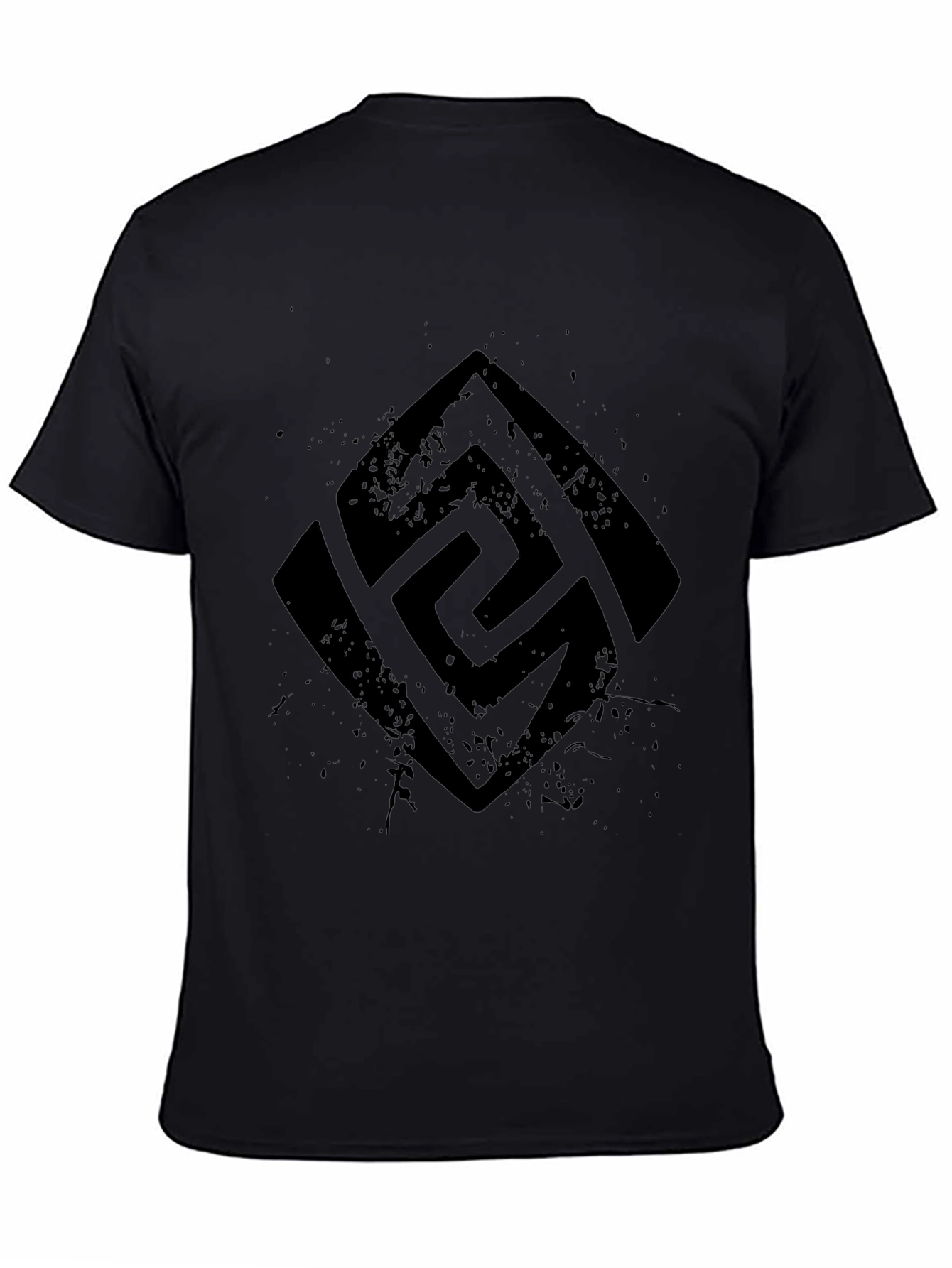 Mens Black Graphic Tee - Abstract Symbol Print