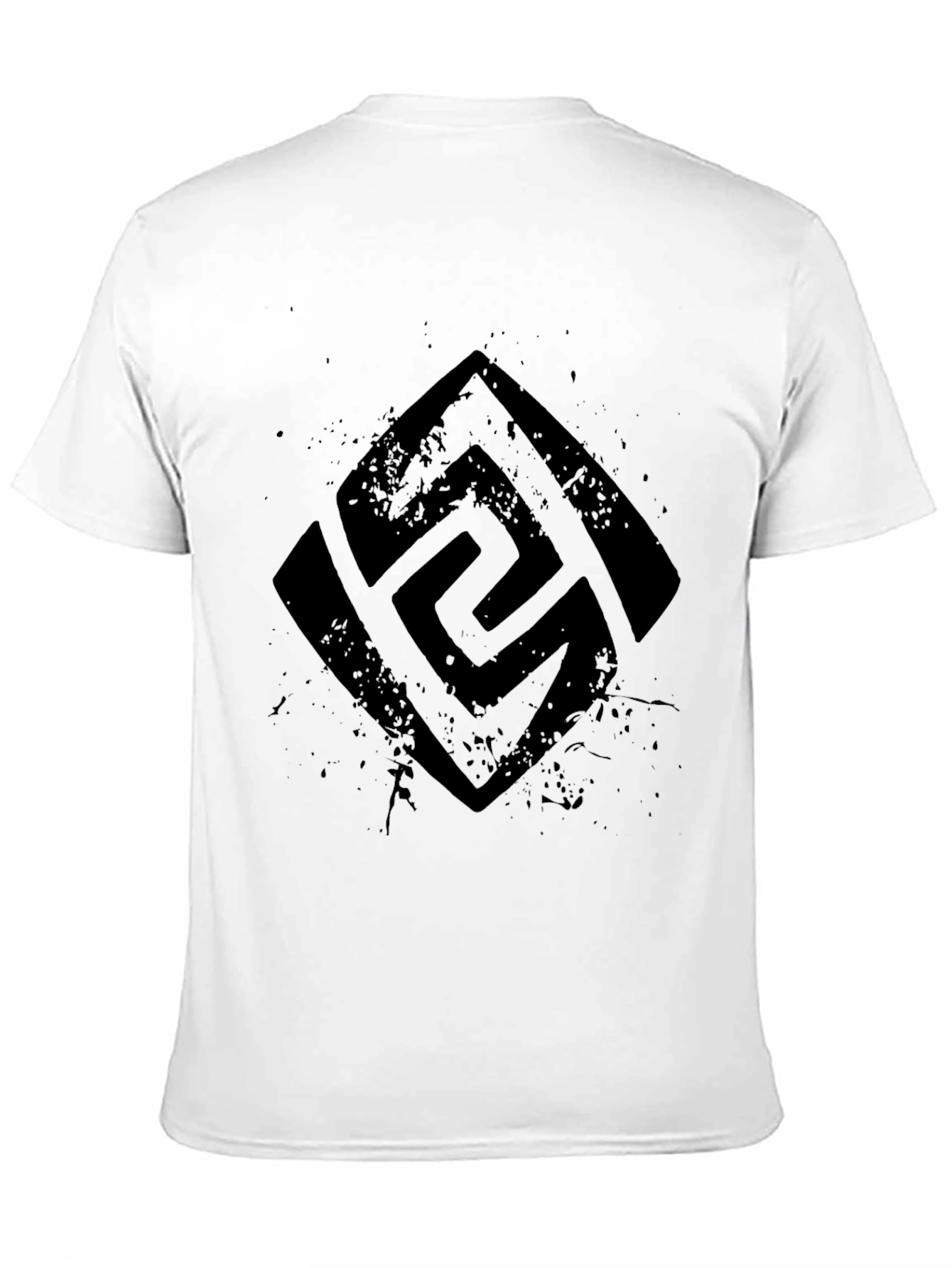 Mens Black Graphic Tee - Abstract Symbol Print