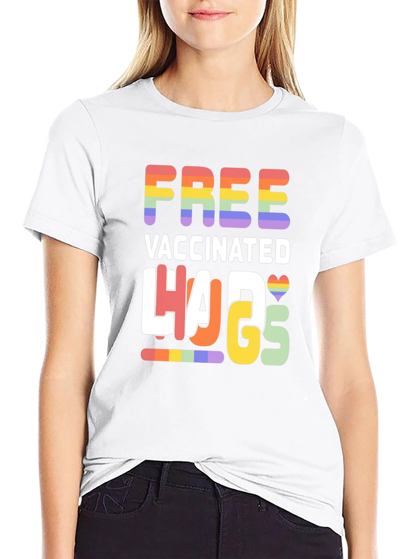 Free Vaccinated Hugs Pride T-Shirt