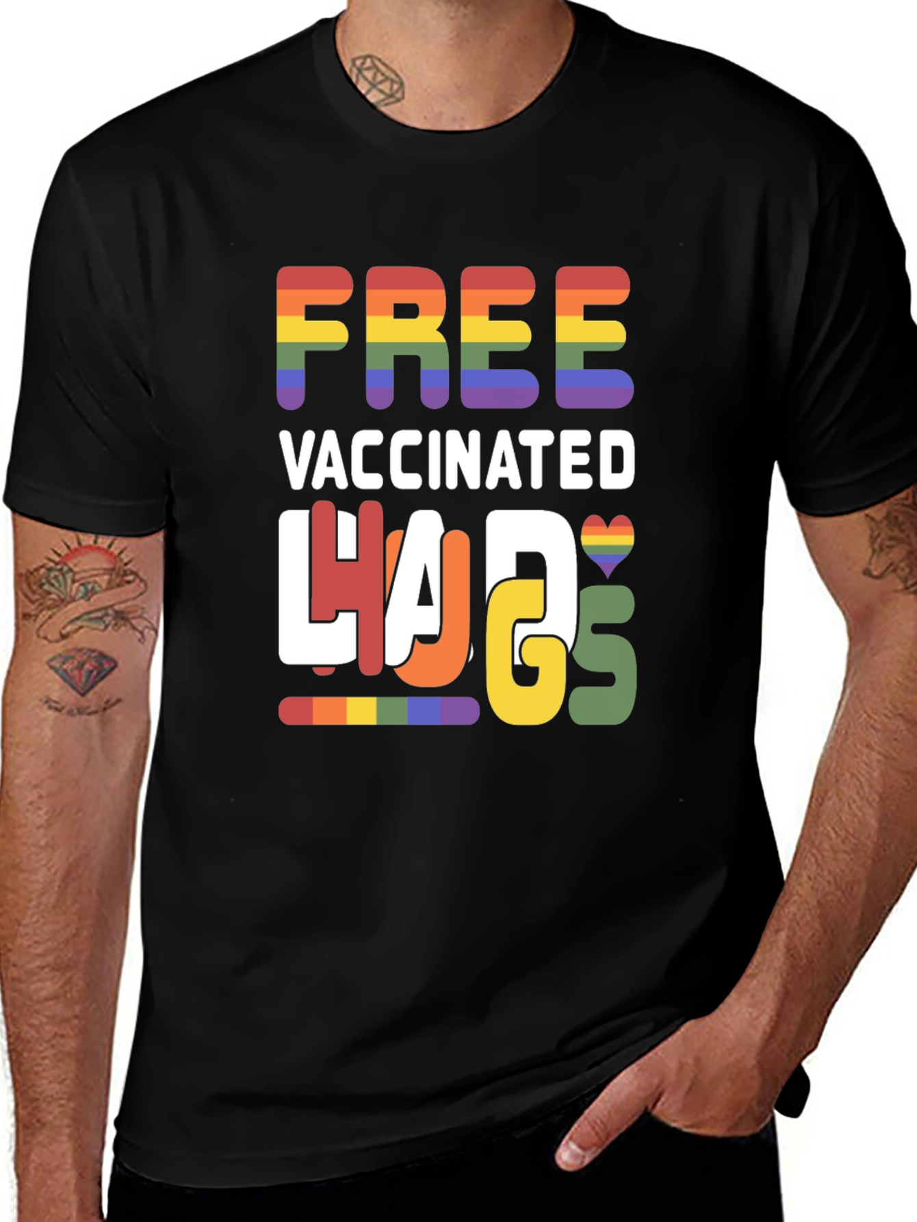 Free Vaccinated Hugs Pride T-Shirt