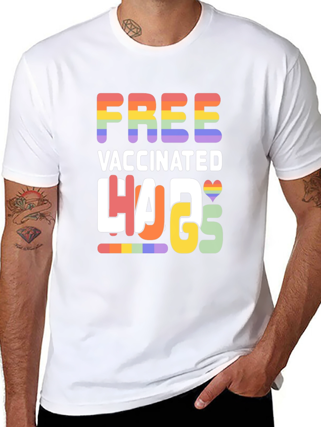 Free Vaccinated Hugs Pride T-Shirt