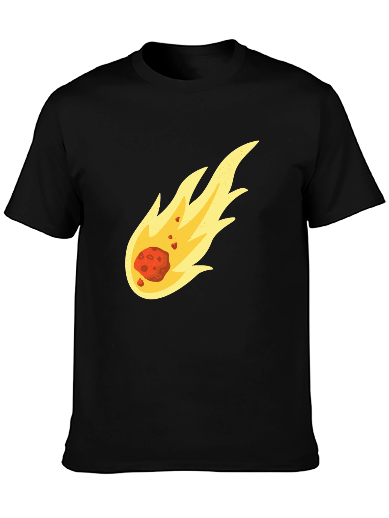 Fiery Comet Graphic Tee - Black Cotton T-Shirt