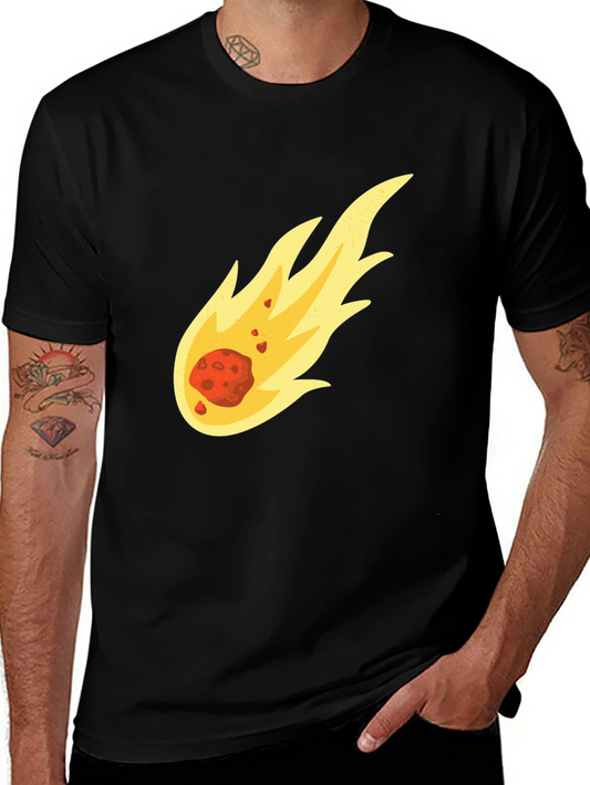 Fiery Comet Graphic Tee - Black Cotton T-Shirt