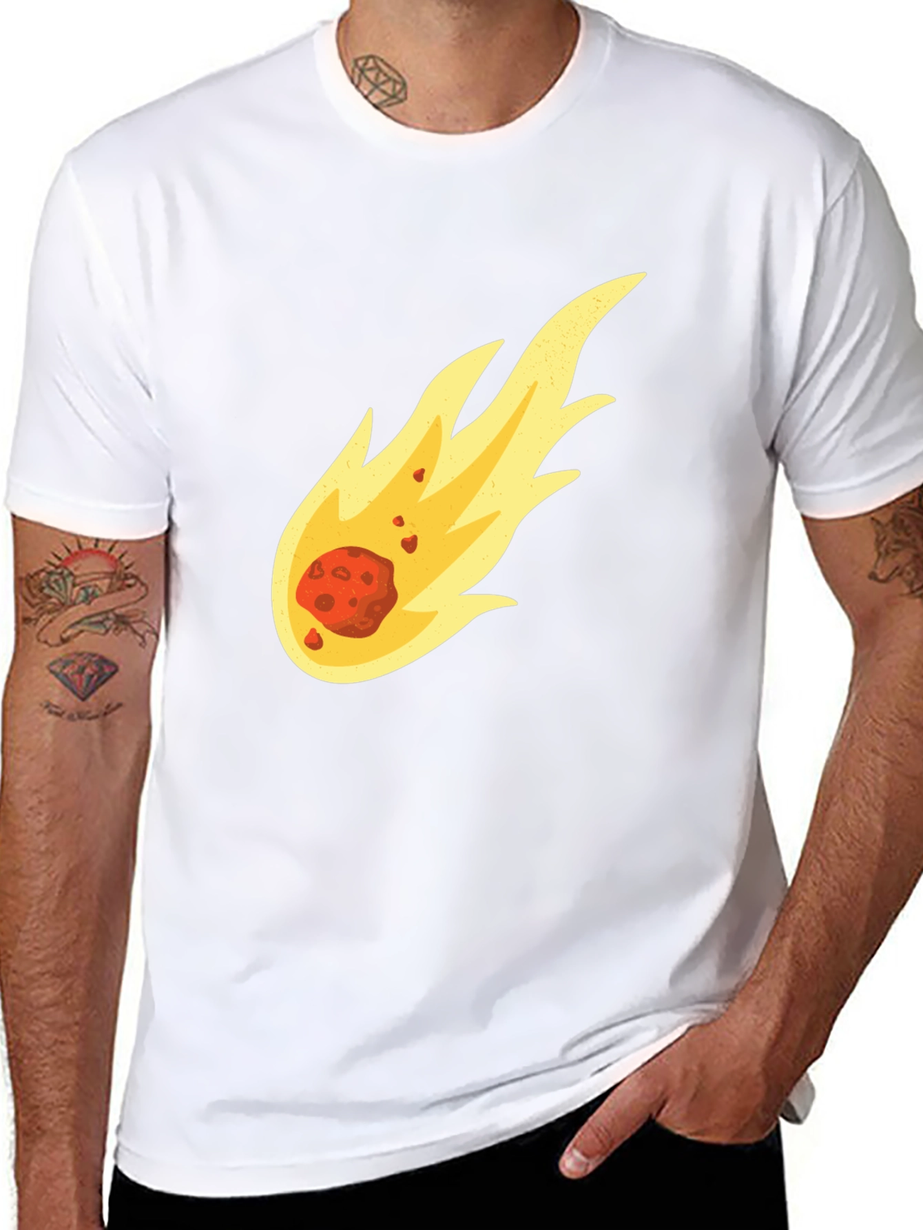 Fiery Comet Graphic Tee - Black Cotton T-Shirt