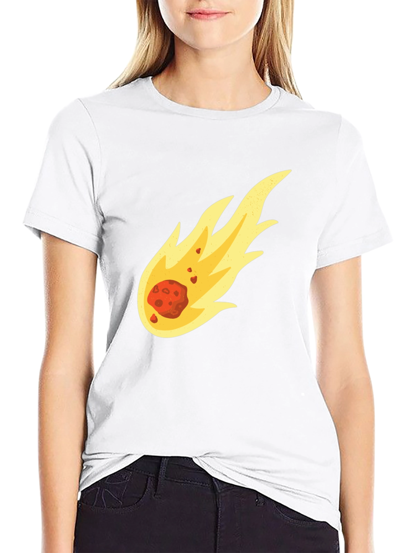 Fiery Comet Graphic Tee - Black Cotton T-Shirt