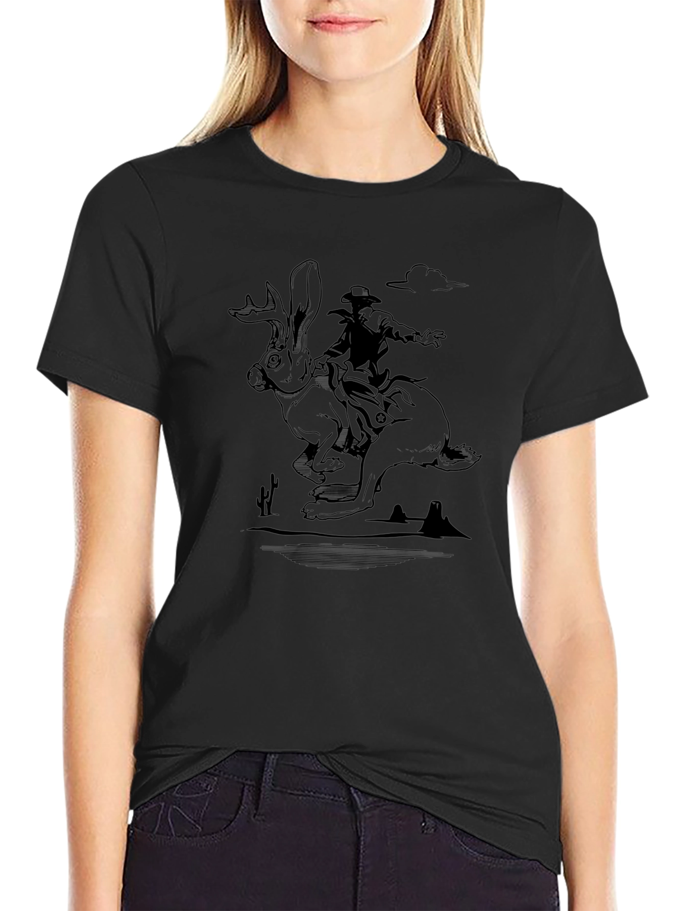Cowboy Jackalope Black T-Shirt