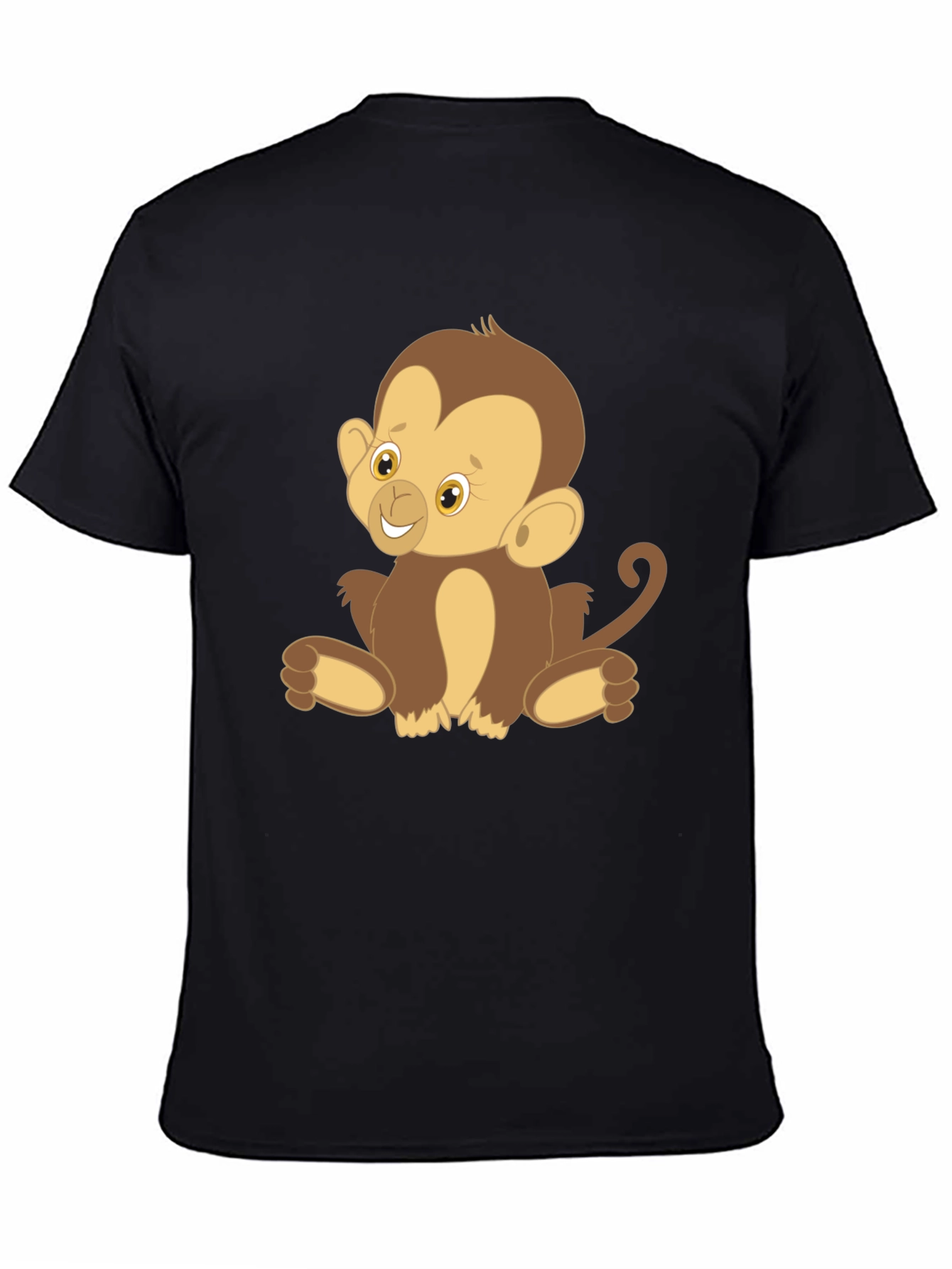 Cute Monkey Graphic Tee - Black Cotton T-Shirt