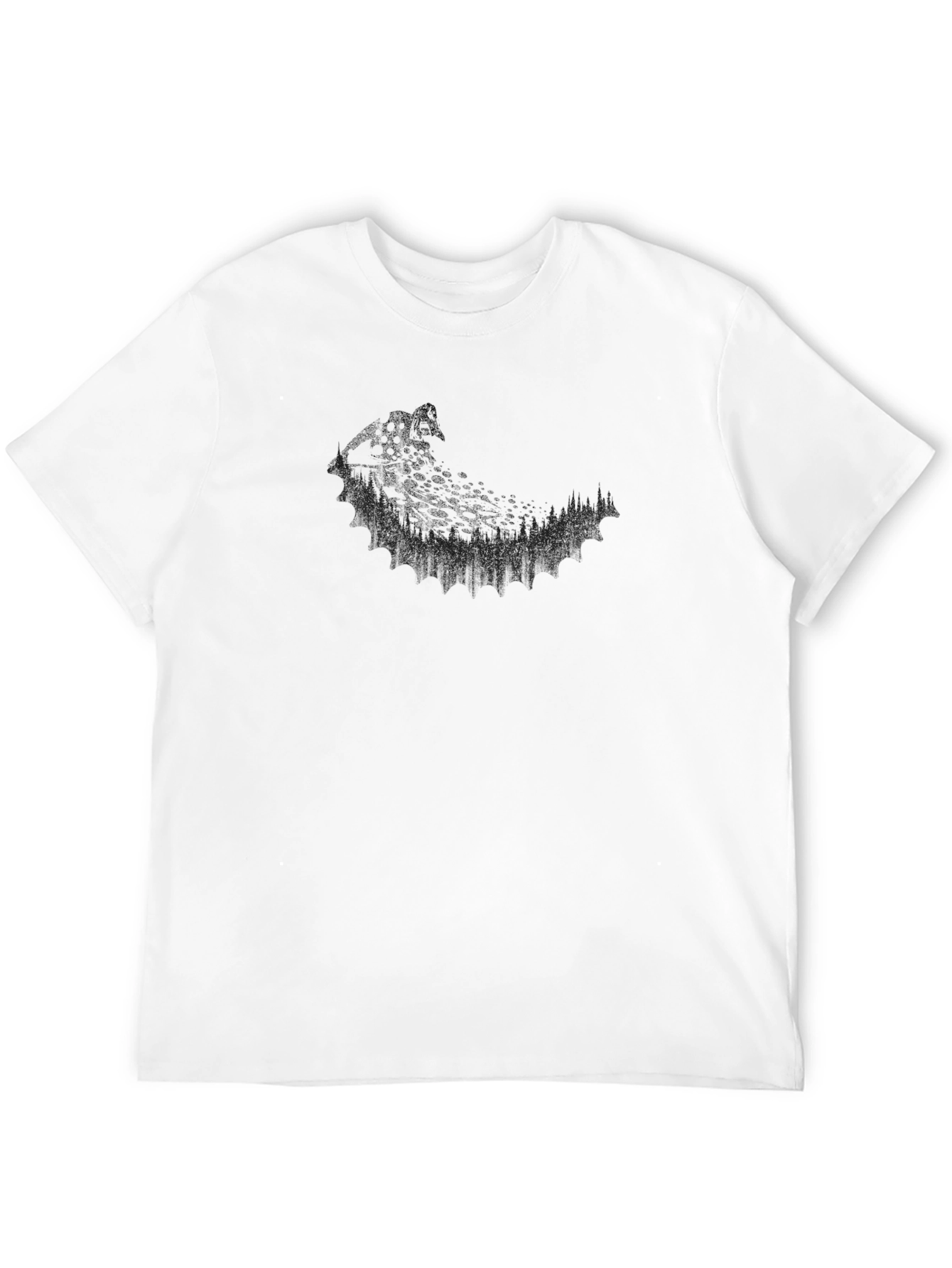 Mens Black Graphic Tee - Abstract Wildlife Design