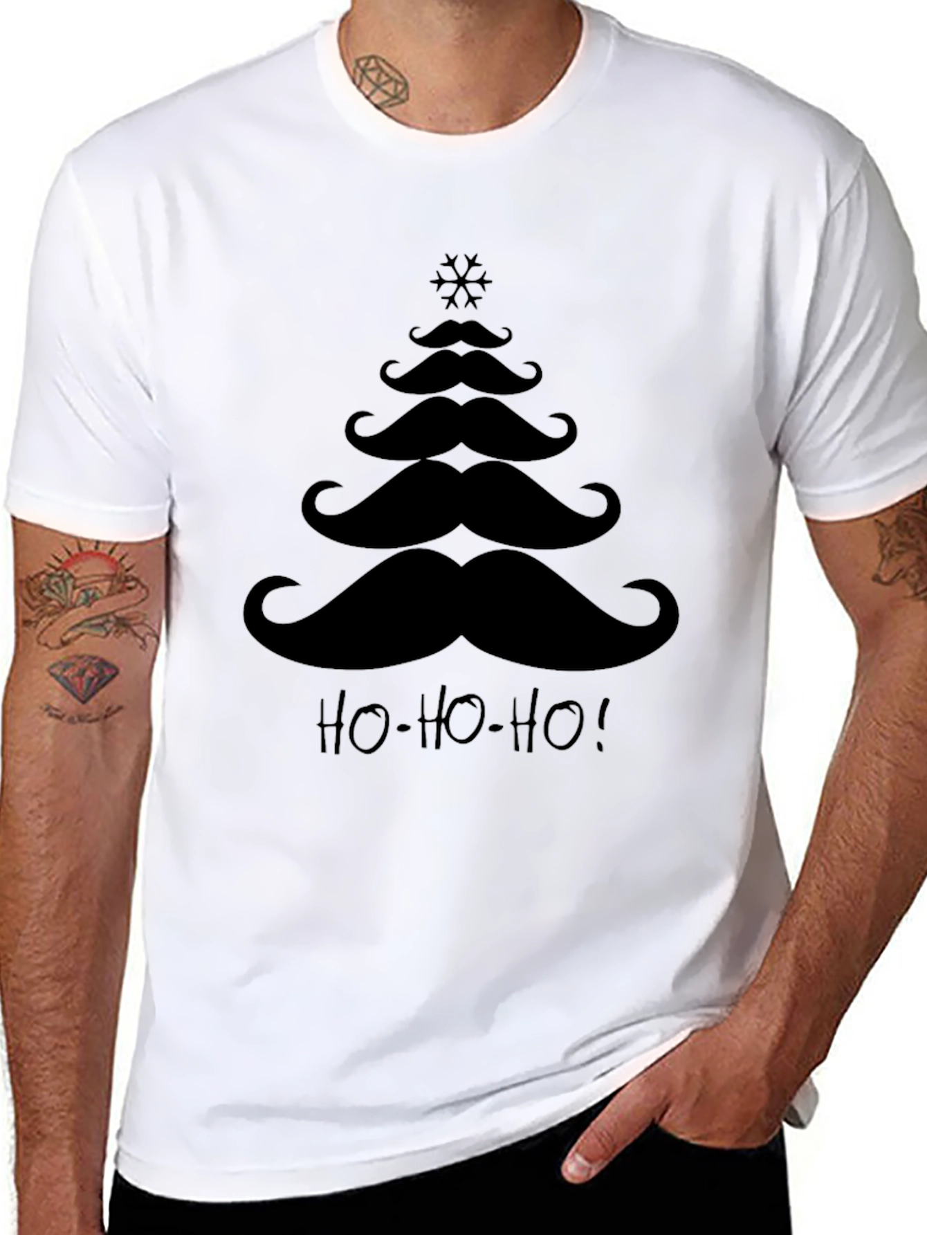 Festive Mustache Christmas Tree T-Shirt