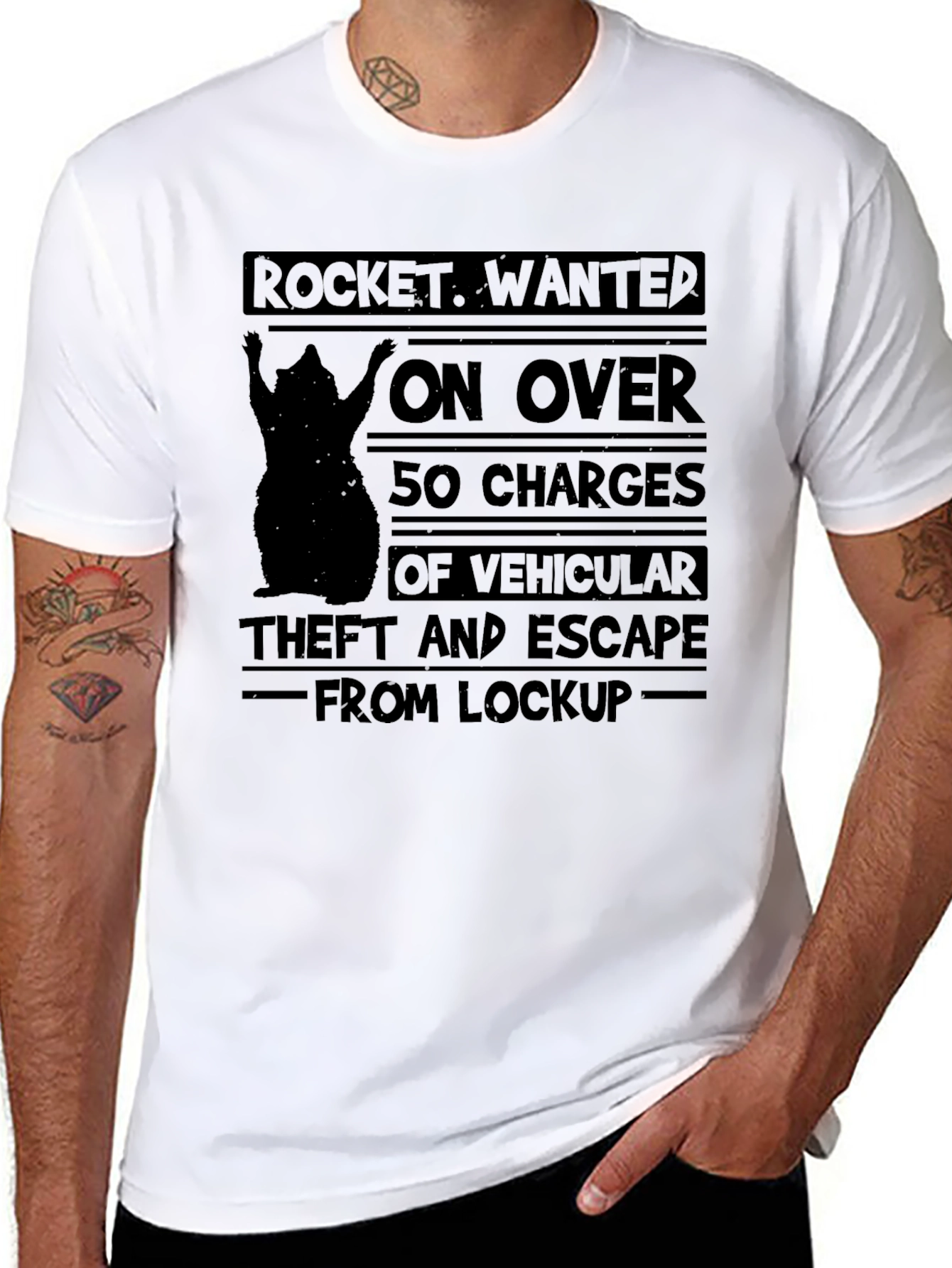 Rocket Wanted T-Shirt: Vehicular Theft & Escape