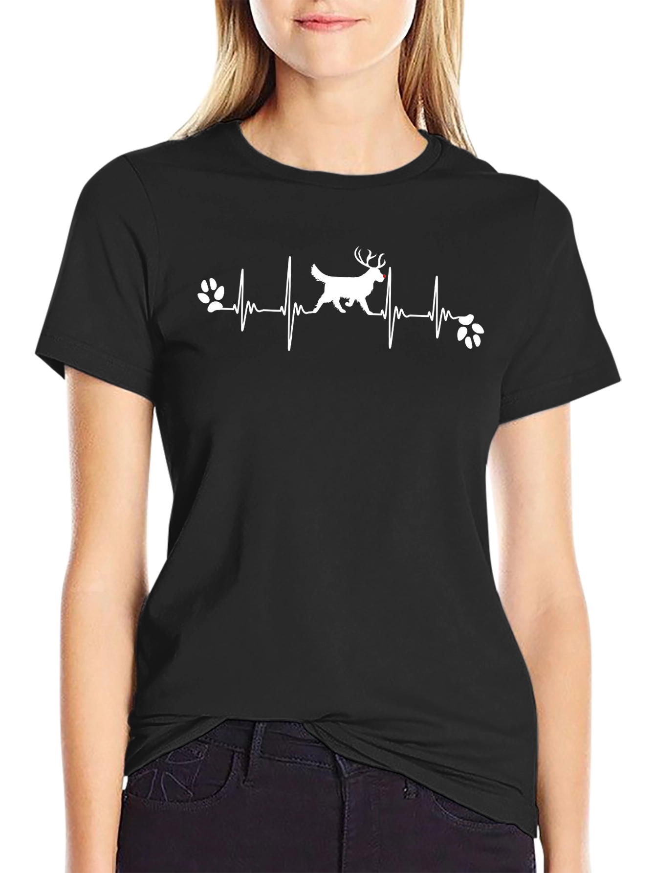Dog Heartbeat T-Shirt - Unisex Black Tee