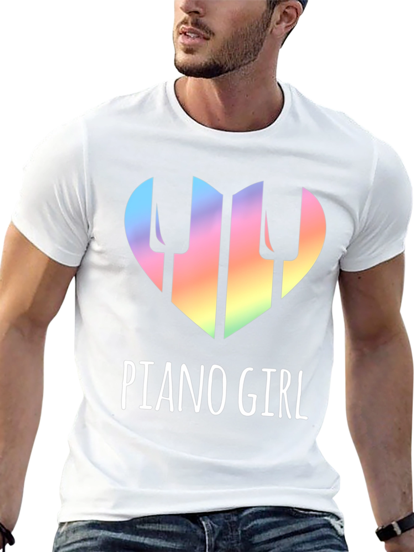 Piano Girl Heart T-Shirt - Music Lover Tee
