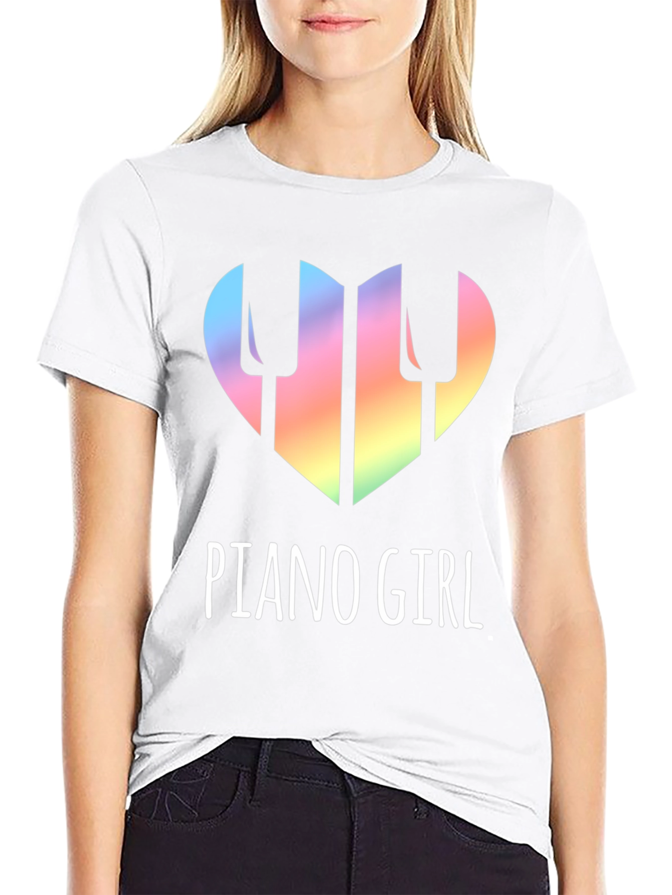 Piano Girl Heart T-Shirt - Music Lover Tee