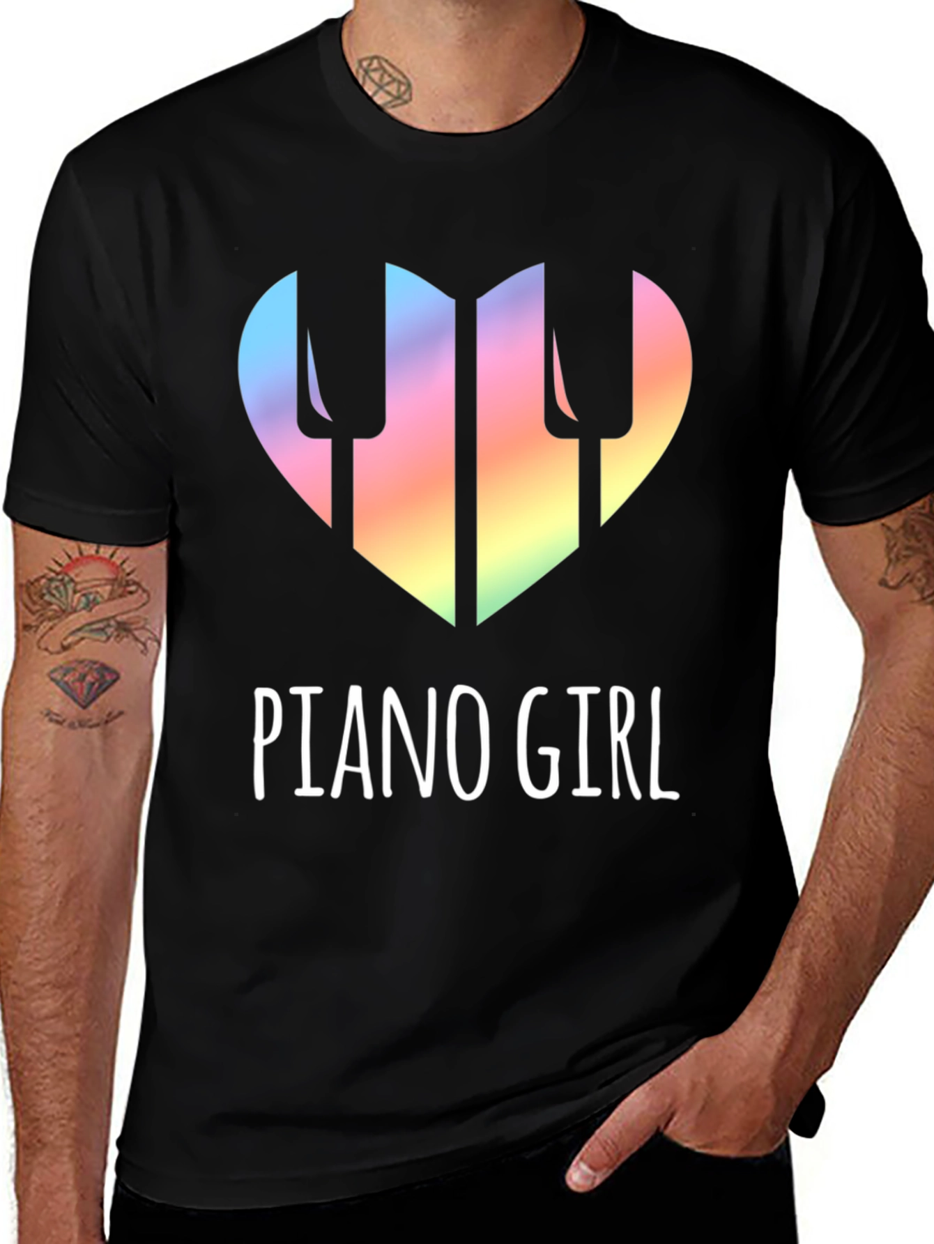 Piano Girl Heart T-Shirt - Music Lover Tee