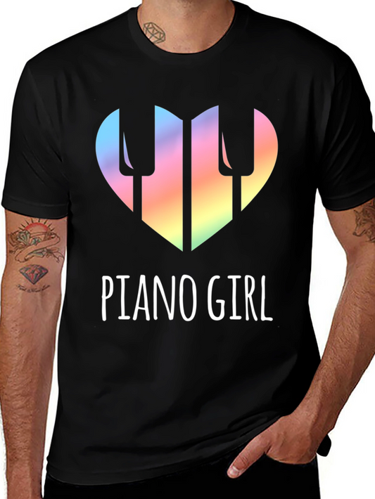 Piano Girl Heart T-Shirt - Music Lover Tee