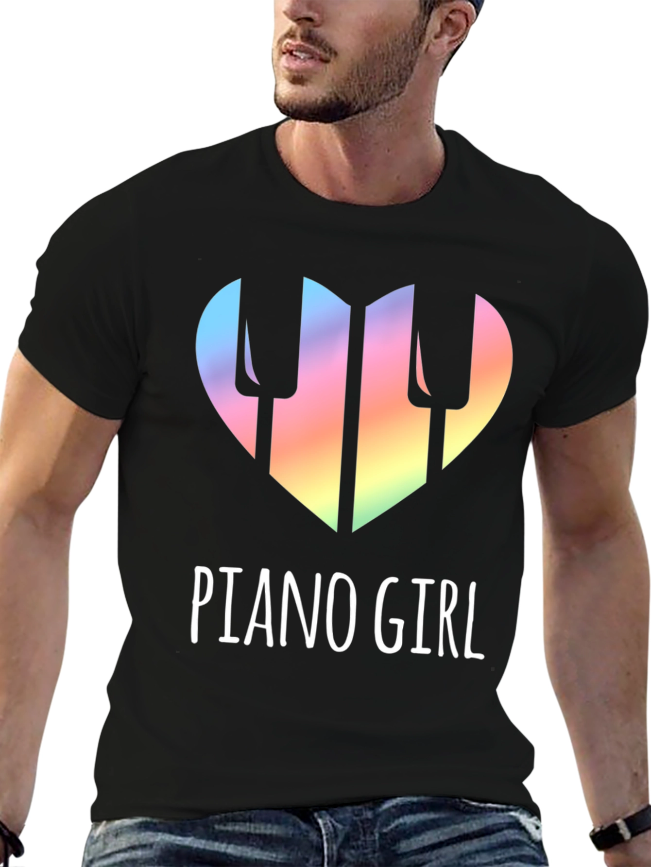 Piano Girl Heart T-Shirt - Music Lover Tee