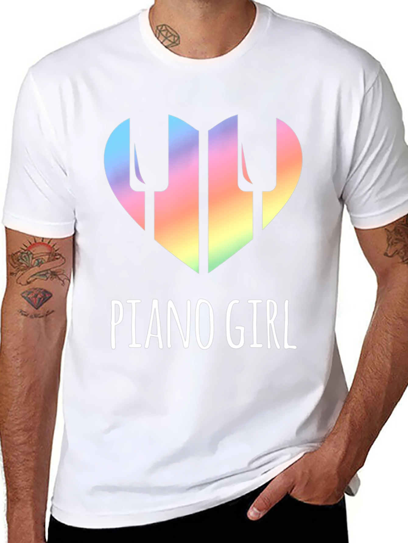 Piano Girl Heart T-Shirt - Music Lover Tee