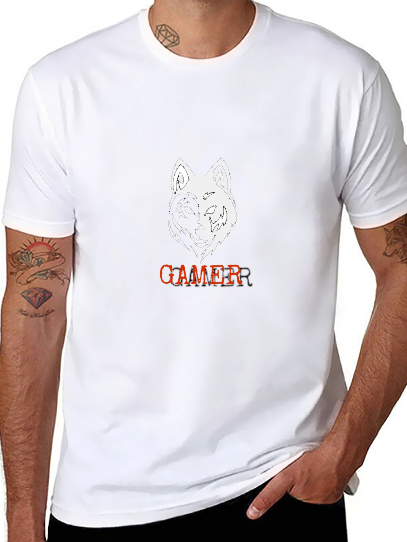 Gamer Wolf Black Graphic Tee