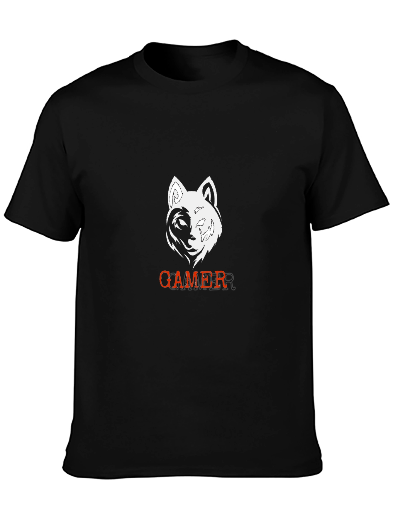 Gamer Wolf Black Graphic Tee