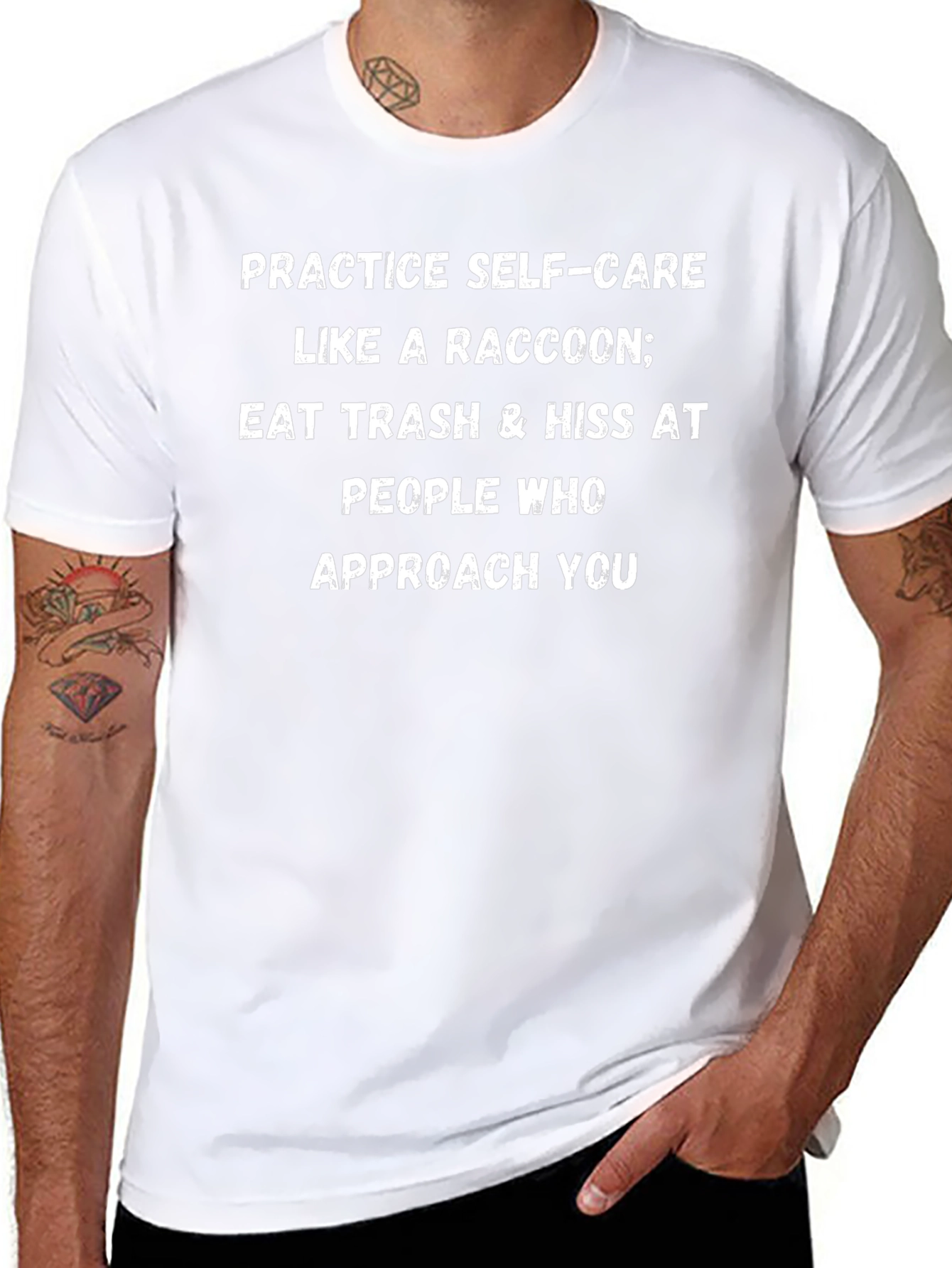 Raccoon Self-Care Graphic Tee - Black
