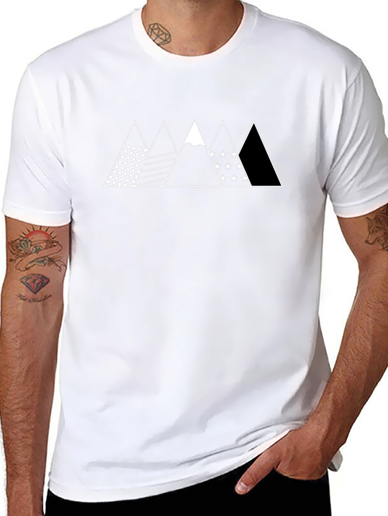 Mountainscape Graphic Tee - Black Cotton T-Shirt