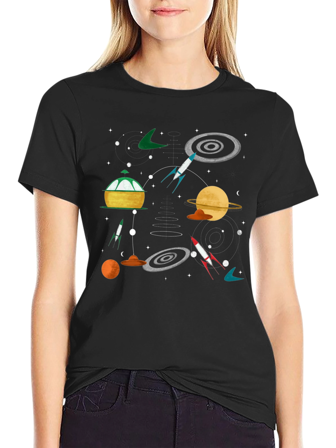 Retro Space Print T-Shirt