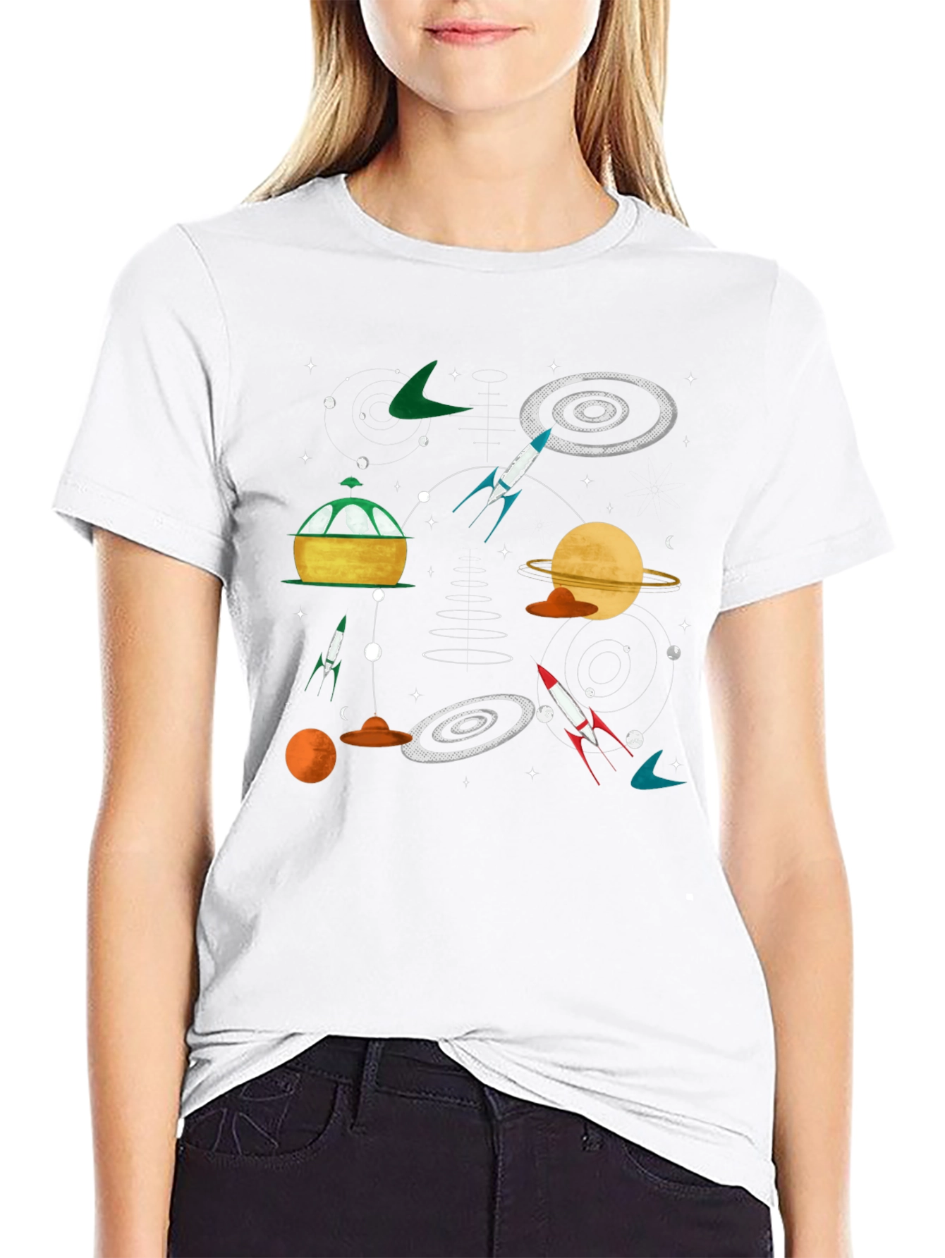 Retro Space Print T-Shirt