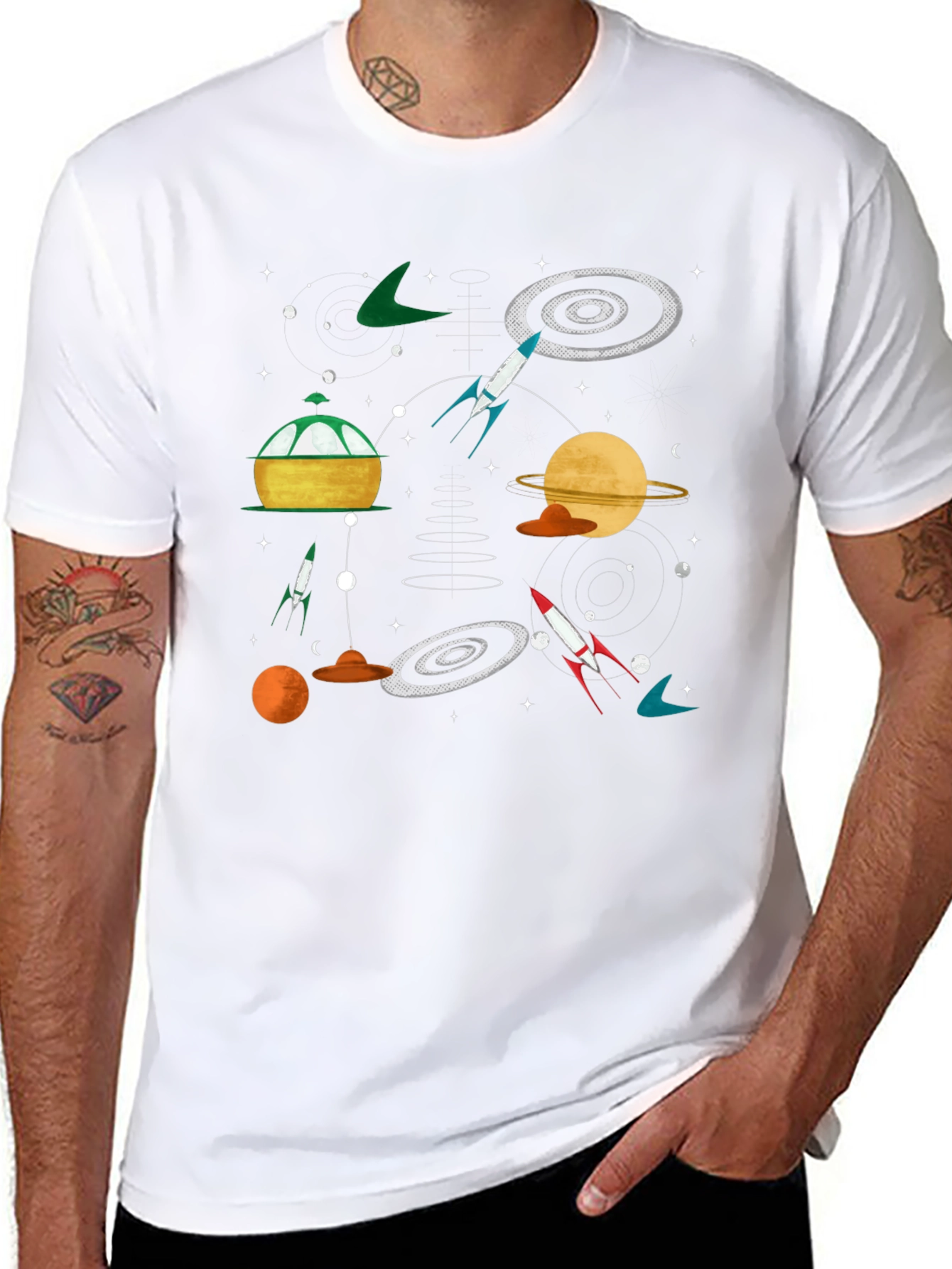 Retro Space Print T-Shirt