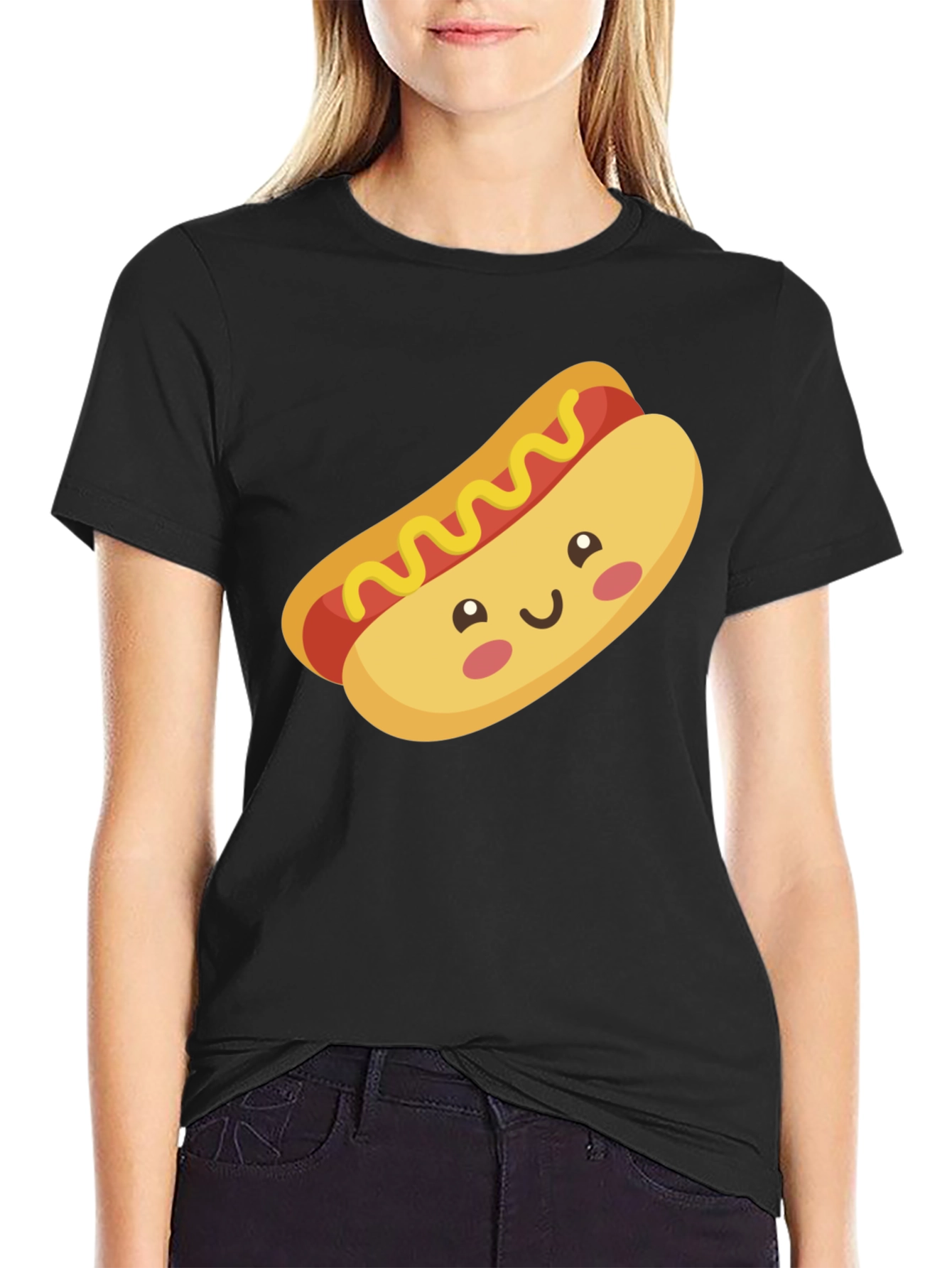 Hot Dog Graphic Black T-Shirt