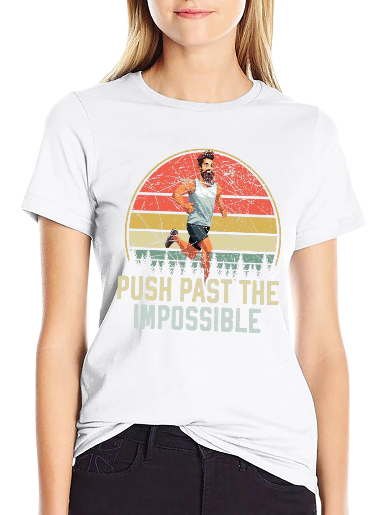 Push Past Impossible Retro Graphic Tee