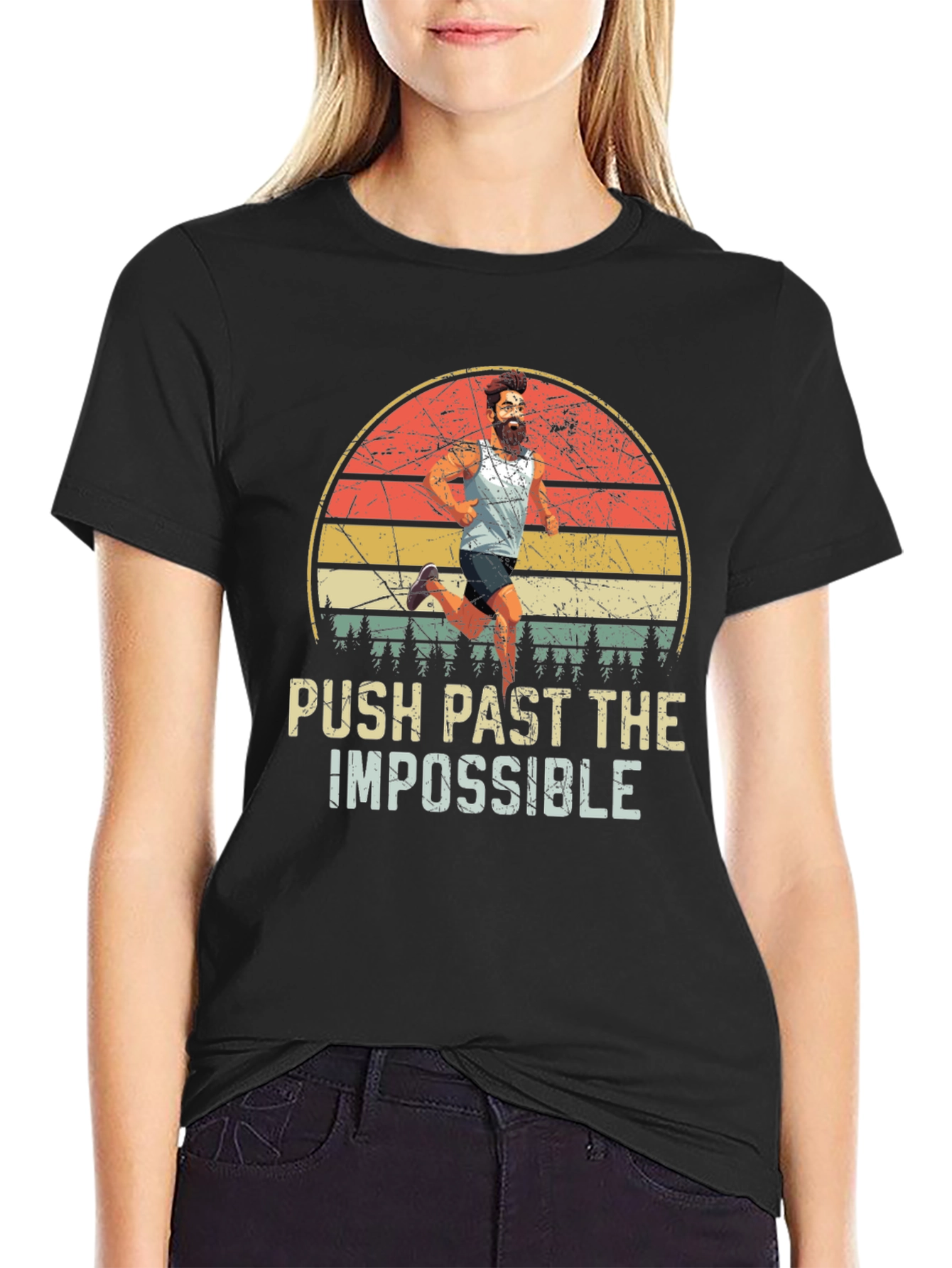 Push Past Impossible Retro Graphic Tee