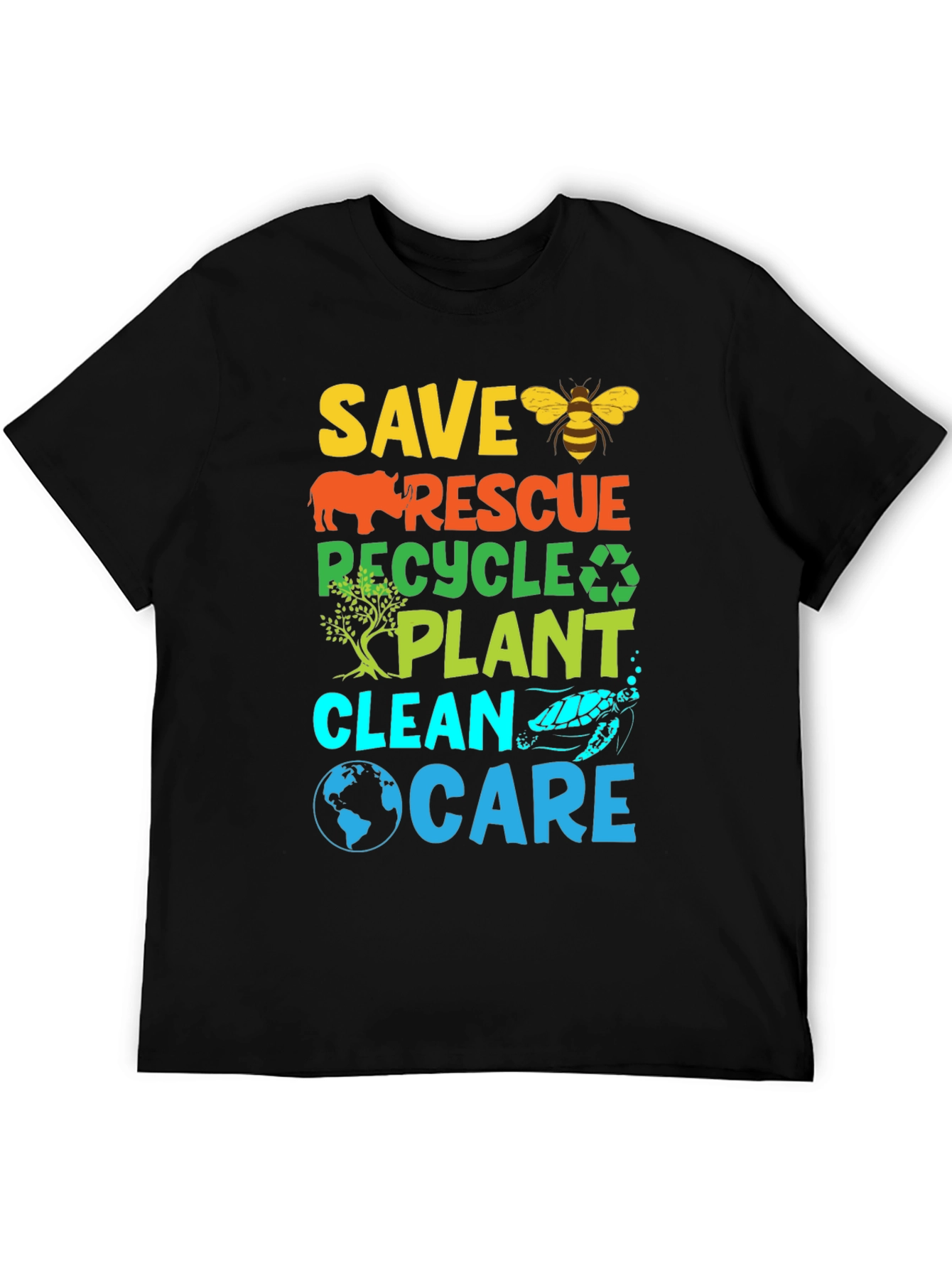 Eco-Friendly Graphic T-Shirt: Save Rescue Recycle Plant