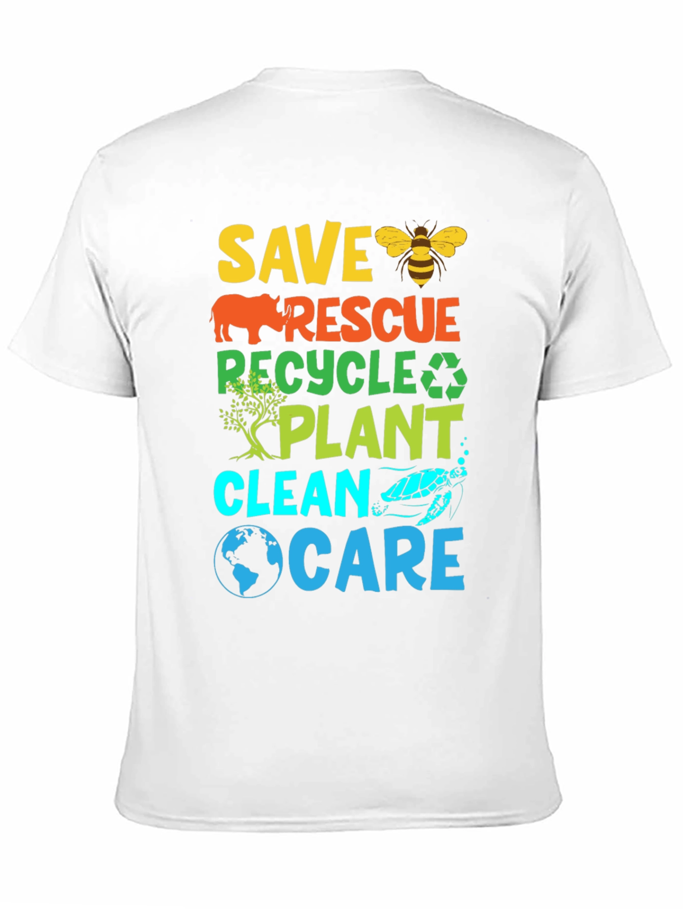 Eco-Friendly Graphic T-Shirt: Save Rescue Recycle Plant