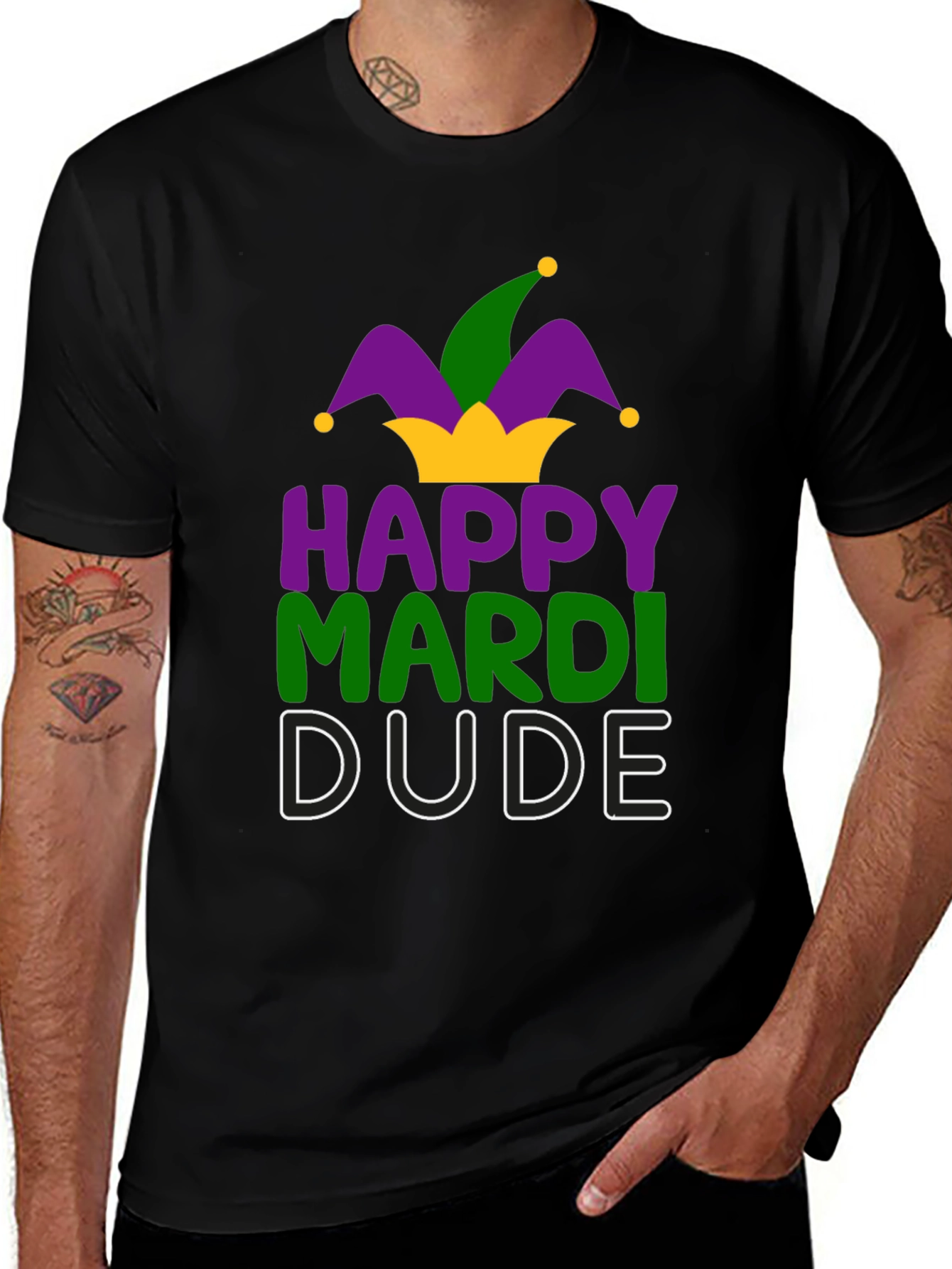 Happy Mardi Dude T-Shirt - Festive Celebration Tee
