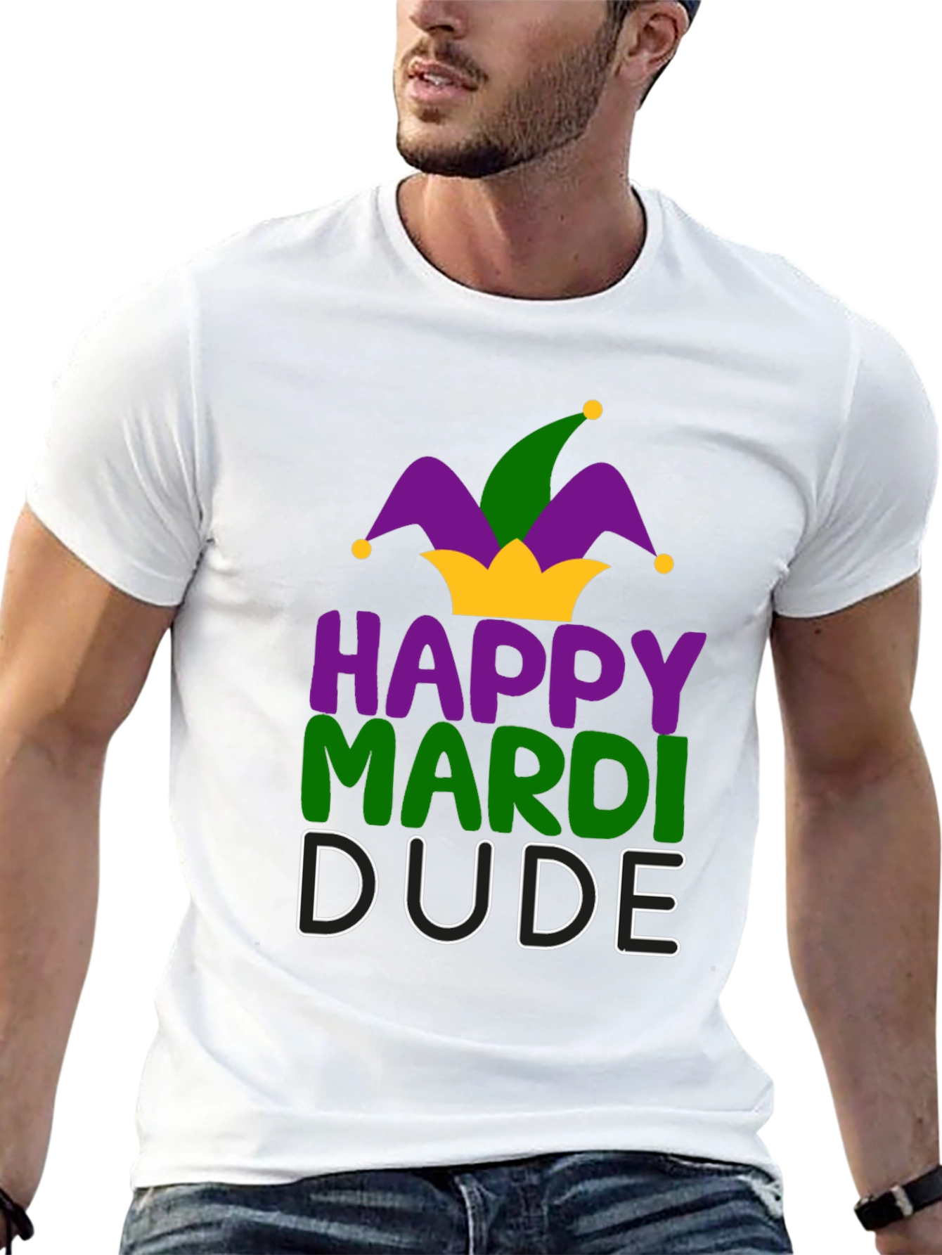Happy Mardi Dude T-Shirt - Festive Celebration Tee