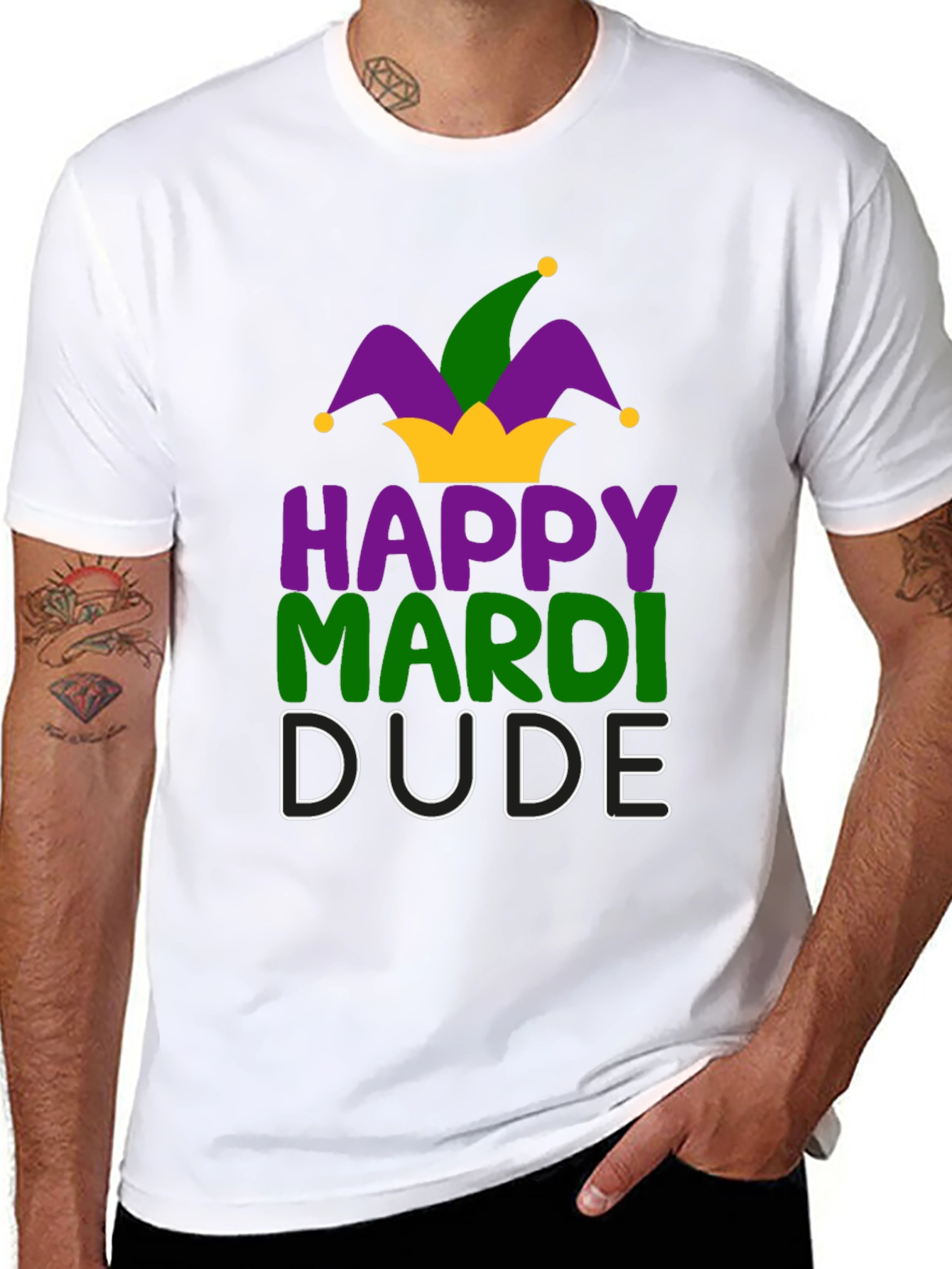 Happy Mardi Dude T-Shirt - Festive Celebration Tee