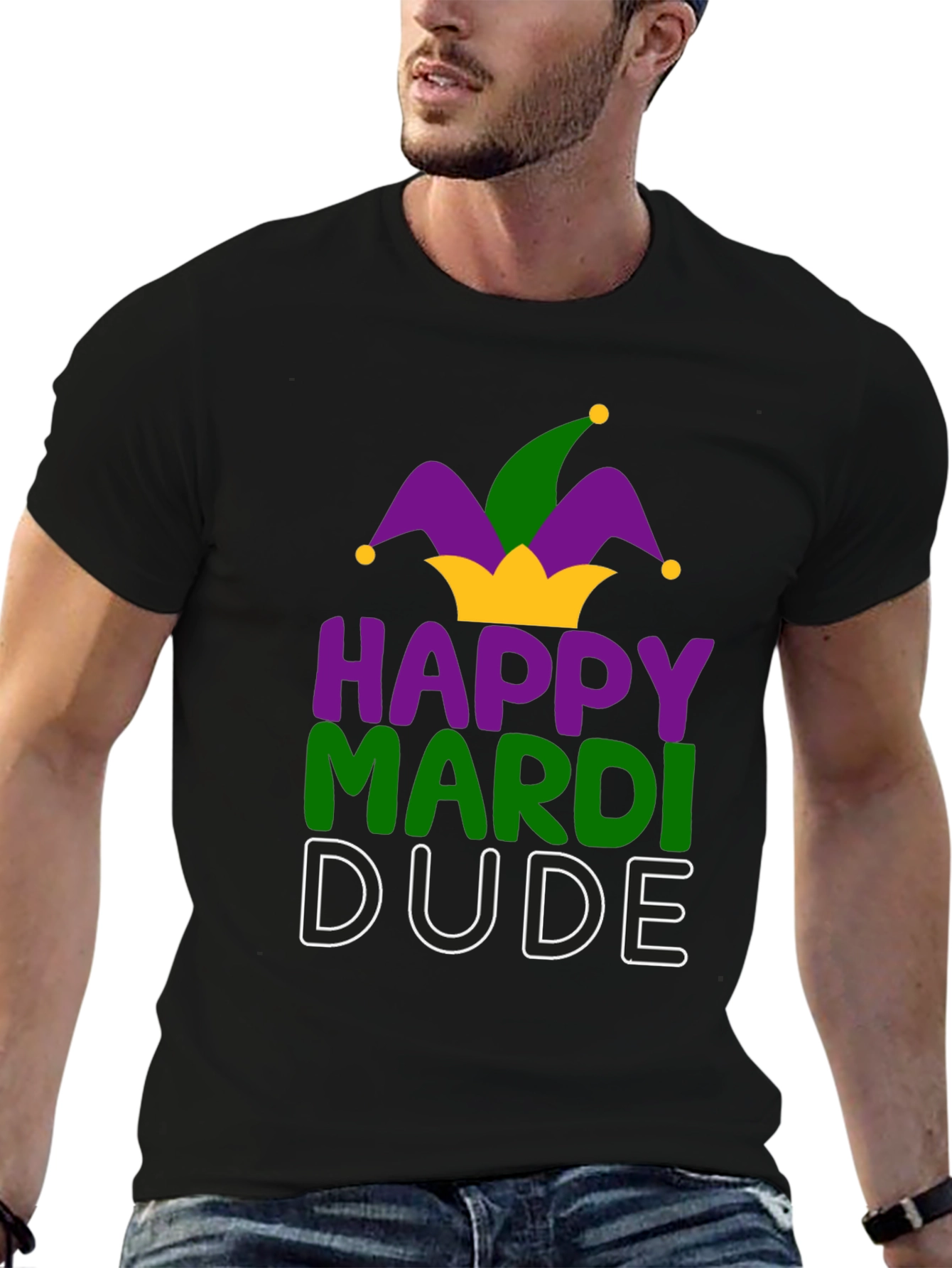 Happy Mardi Dude T-Shirt - Festive Celebration Tee