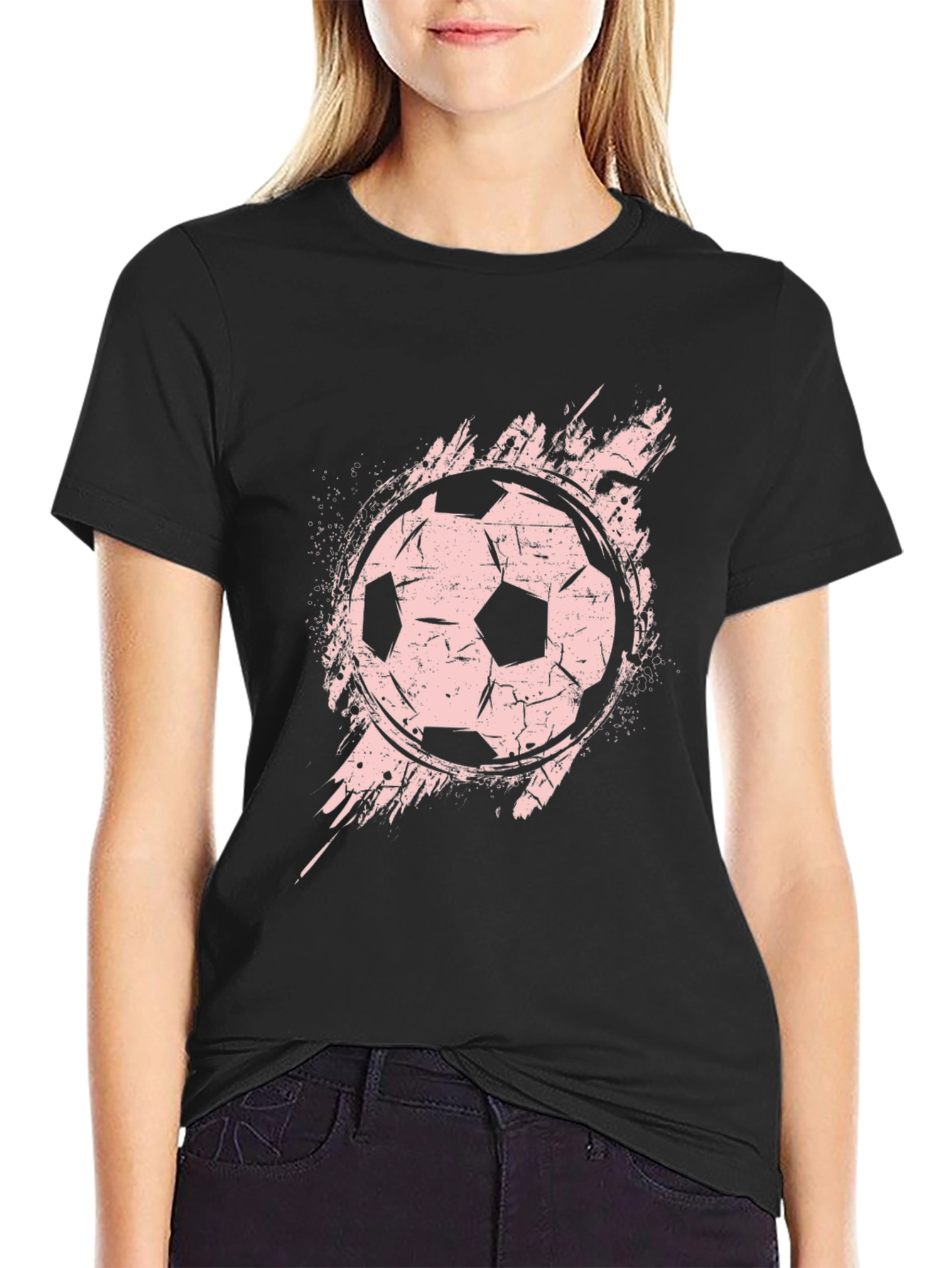 Soccer Grunge Graphic Tee - Black