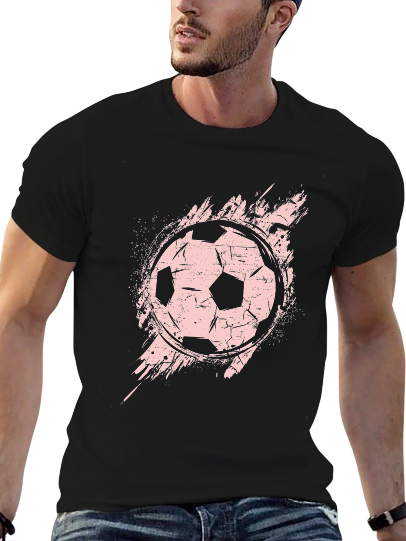 Soccer Grunge Graphic Tee - Black