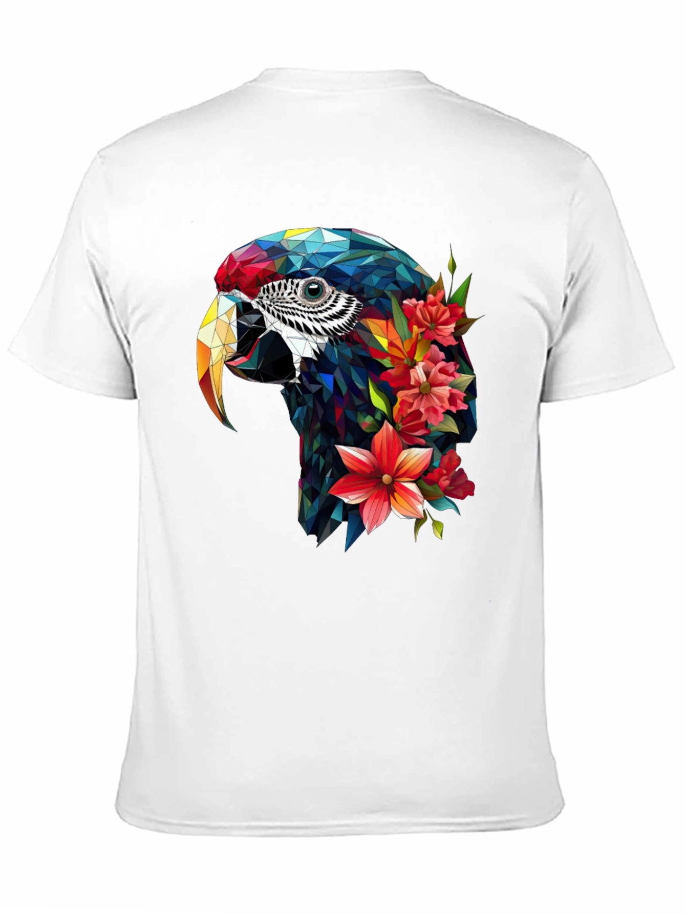 Geometric Parrot Floral T-Shirt - Unique Graphic Tee